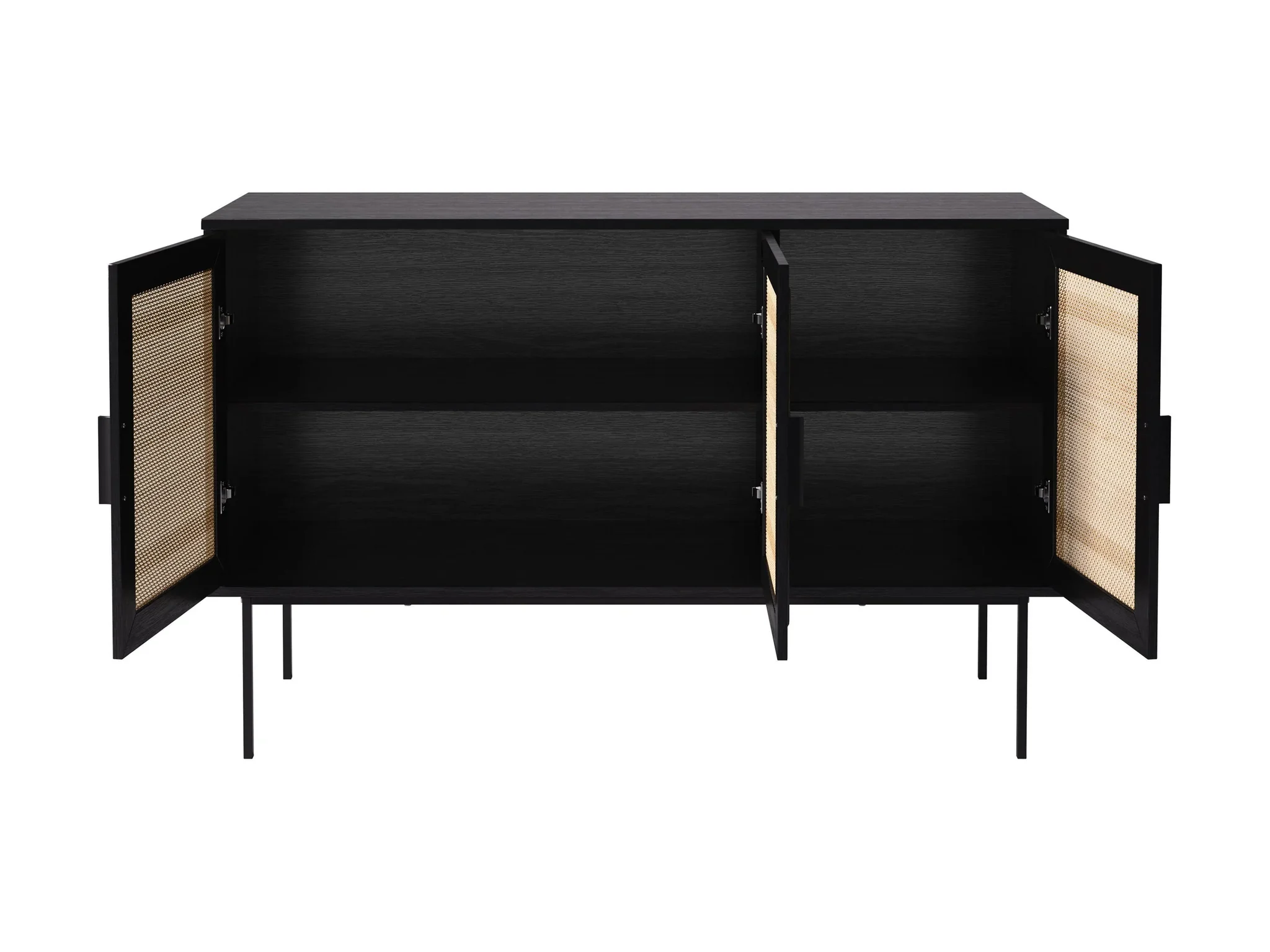 Modern Black Buffet Cabinet with Woven Doors | 47” - photo 3