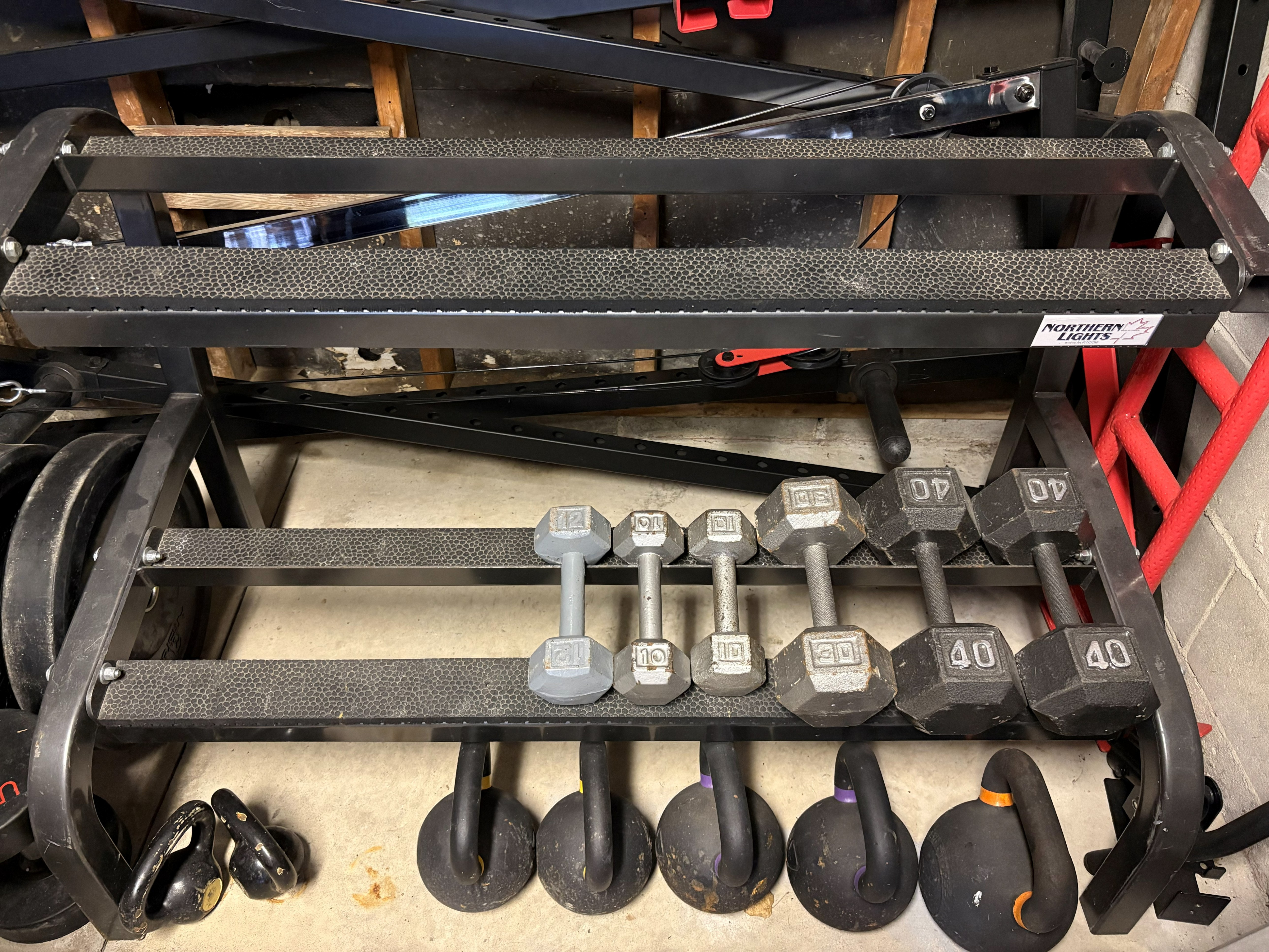 Northern Lights 2-Tier Dumbbell Rack, Rubber-Lined (Rack Only)