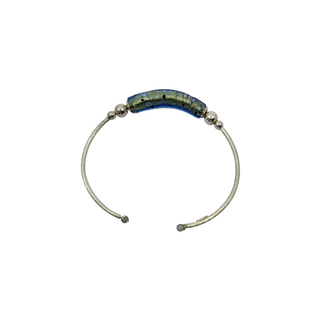 Italian sterling silver foil glass bead cuff bracelet - GM335 - photo 3