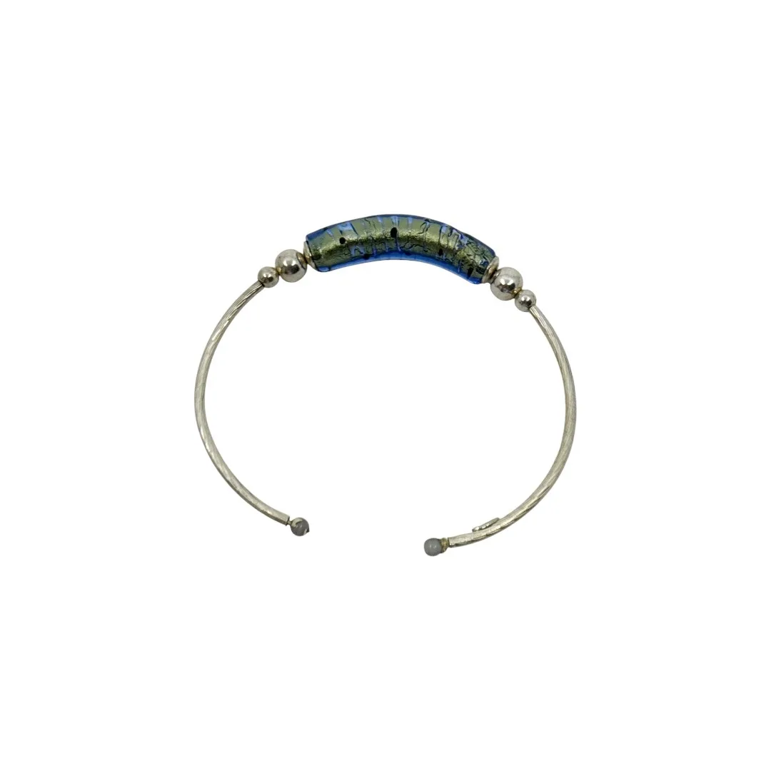 Italian sterling silver foil glass bead cuff bracelet - GM335 - photo 3