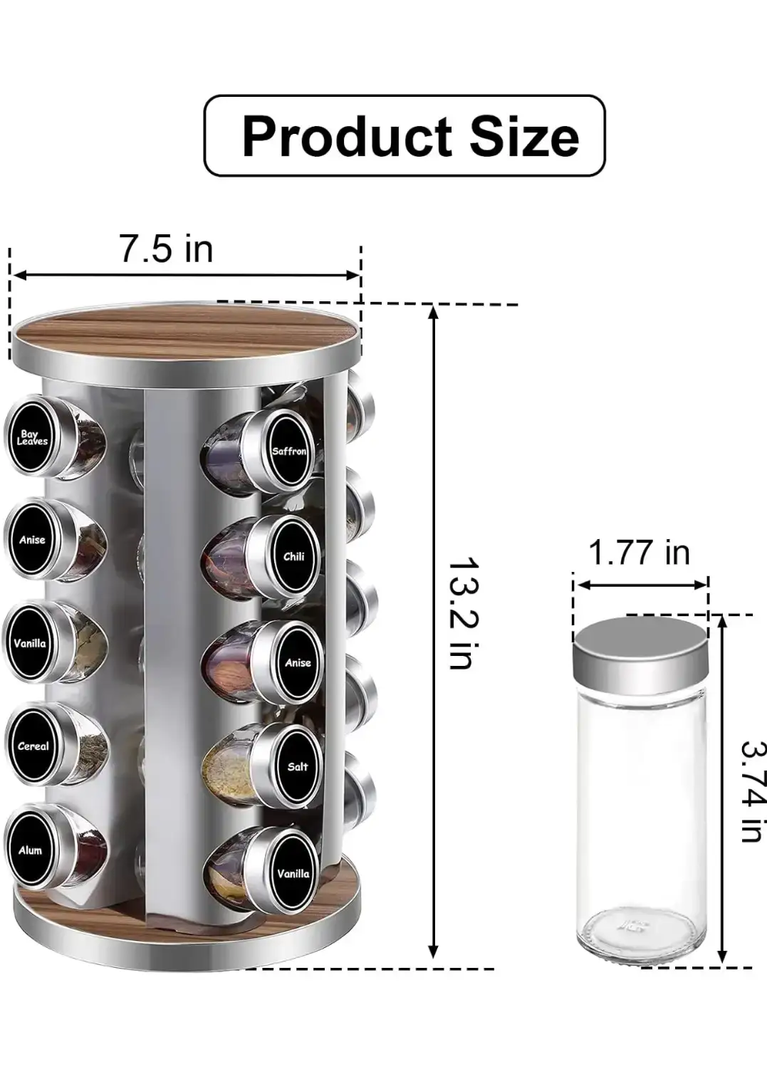 PUPPYCUTE Rotating Spice Rack Organizer with 20 Jars - photo 2