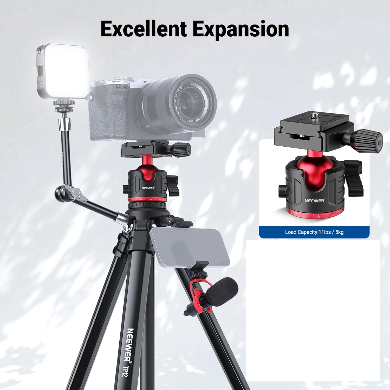 NEEWER Basics 66.5"/169 cm Travel Tripod for Camera
