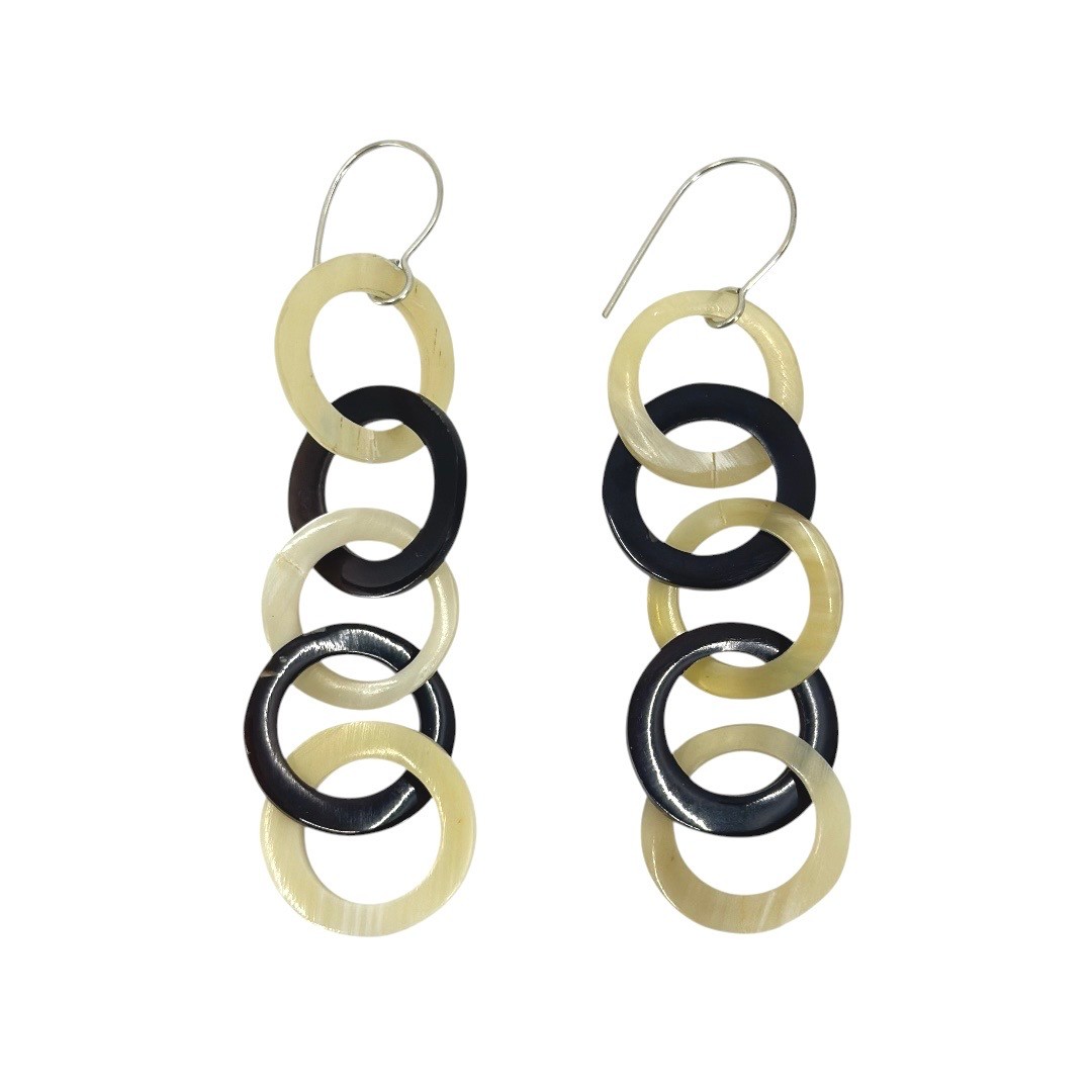 sterling silver horn link shoulder duster earrings - GM306 - photo 2
