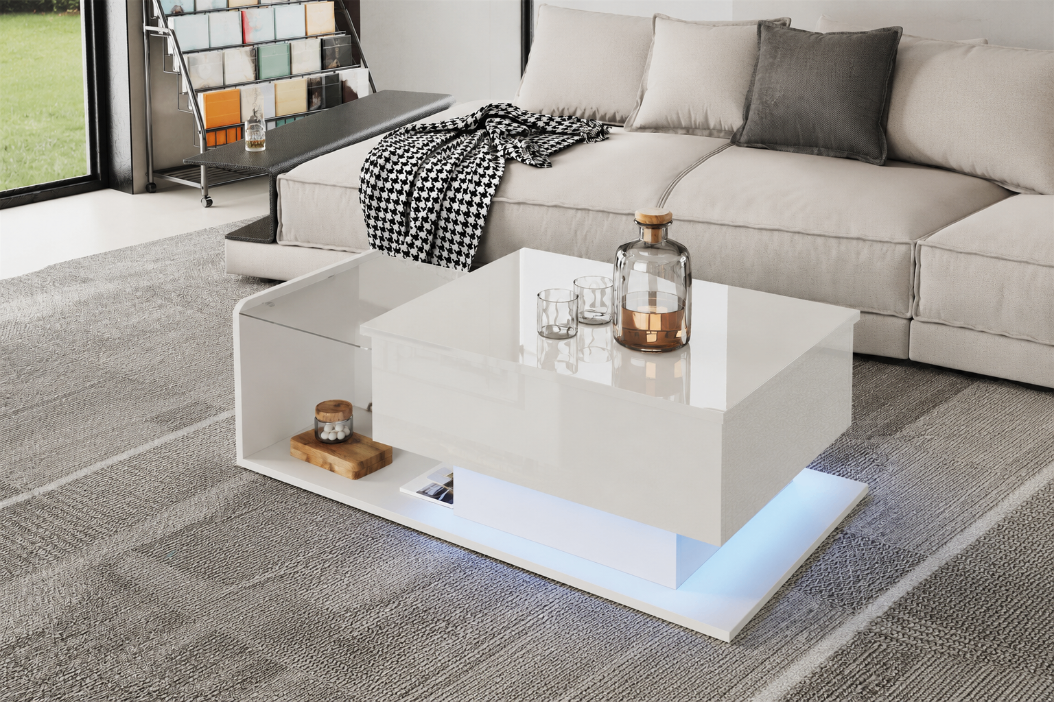 White Lift-Top Coffee Table with Hidden Storage - photo 2