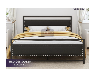 Tulip Queen Bed Frame - Black PU