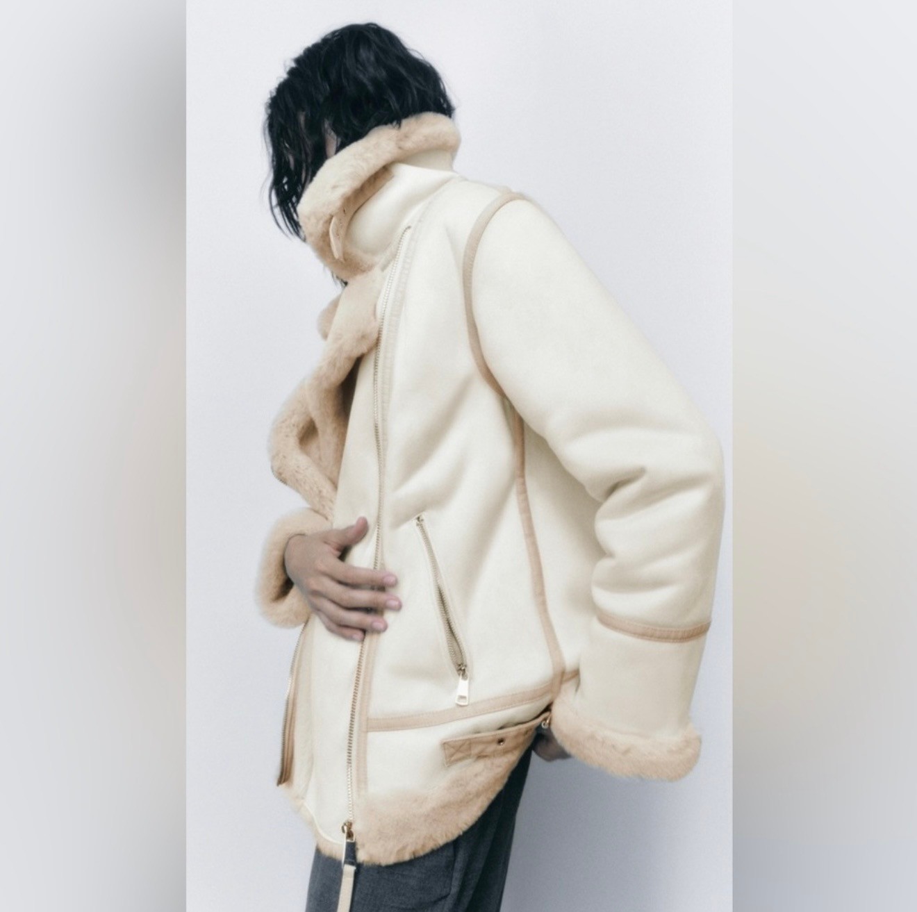 Zara Faux Suede Double Faced Aviator Jacket - M - photo 2