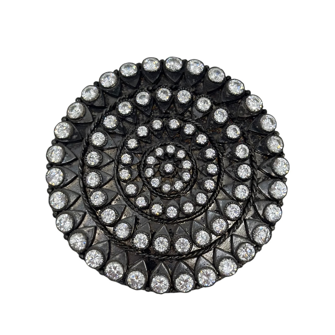 Vintage oversize sterling silver cubic zirconia brooch - GM1202 - photo 2