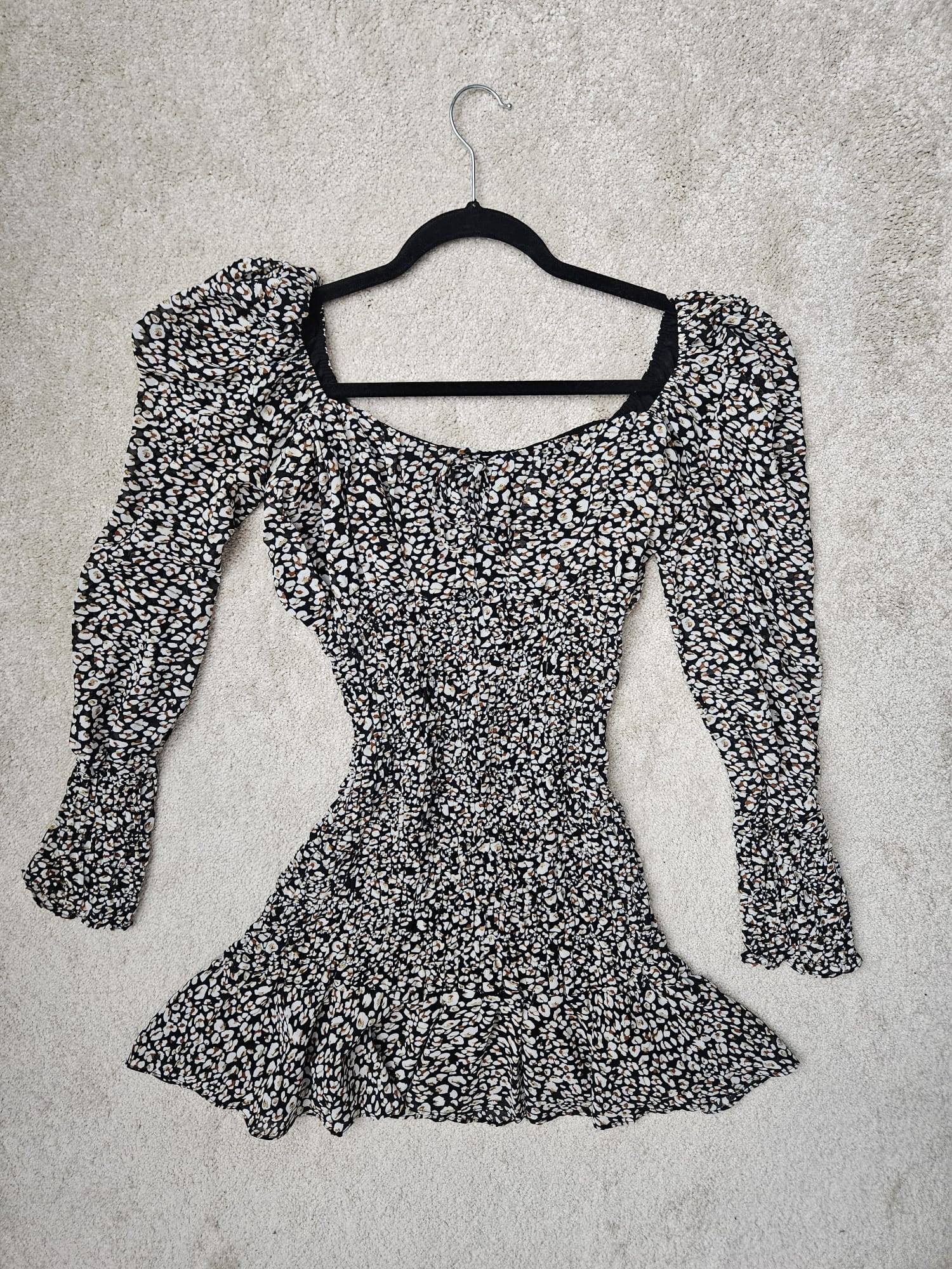 Women's Black & White Floral Print Dress