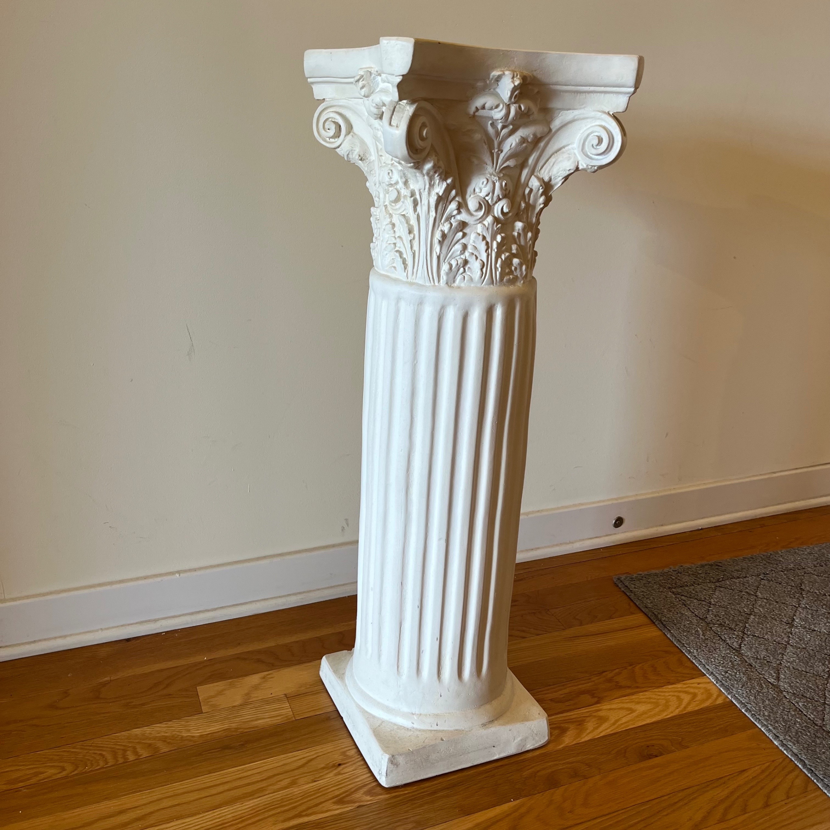 Plaster Column Pedestal Stand - 31" Tall Corinthian Pillar