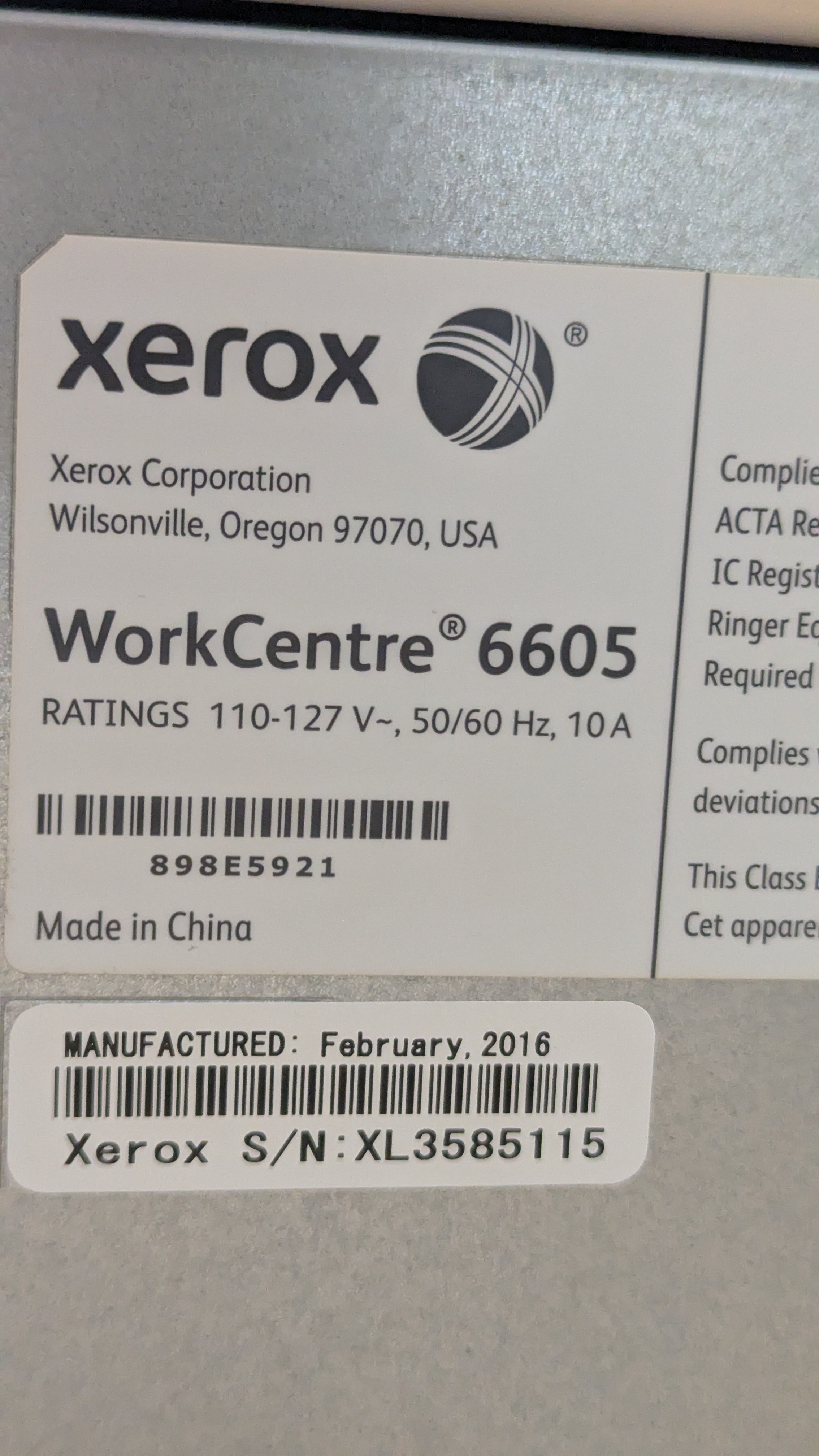 Xerox WorkCentre 6605 Color Laser All-In-One Printer Copier - photo 2