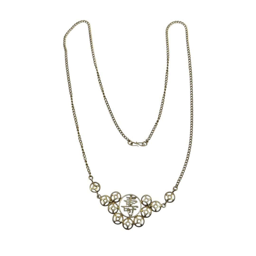 Vintage gold over sterling silver asian necklace - GM312 - photo 3