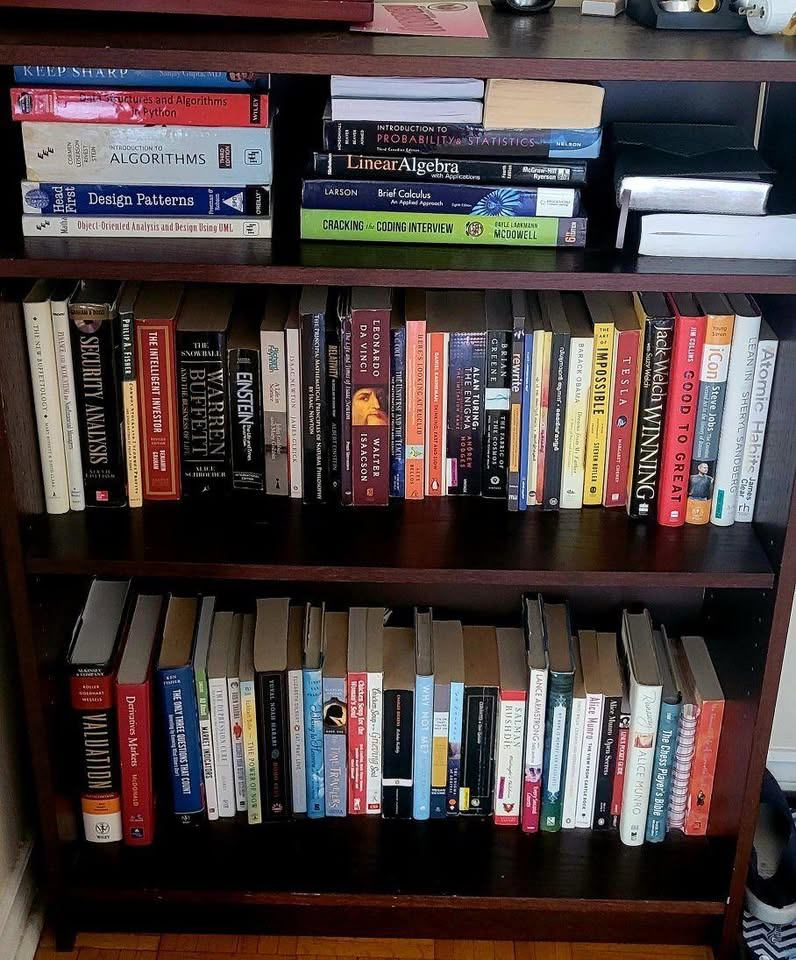 Wooden Bookshelf + Books Collection