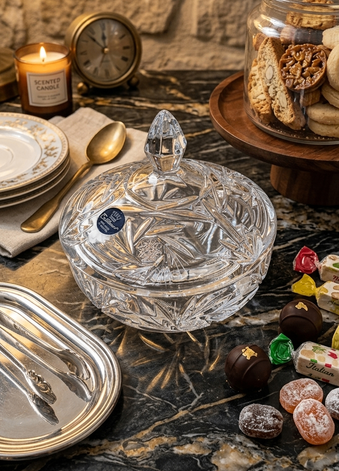 Brilliant Cut Crystal Lidded Bonbon Dish