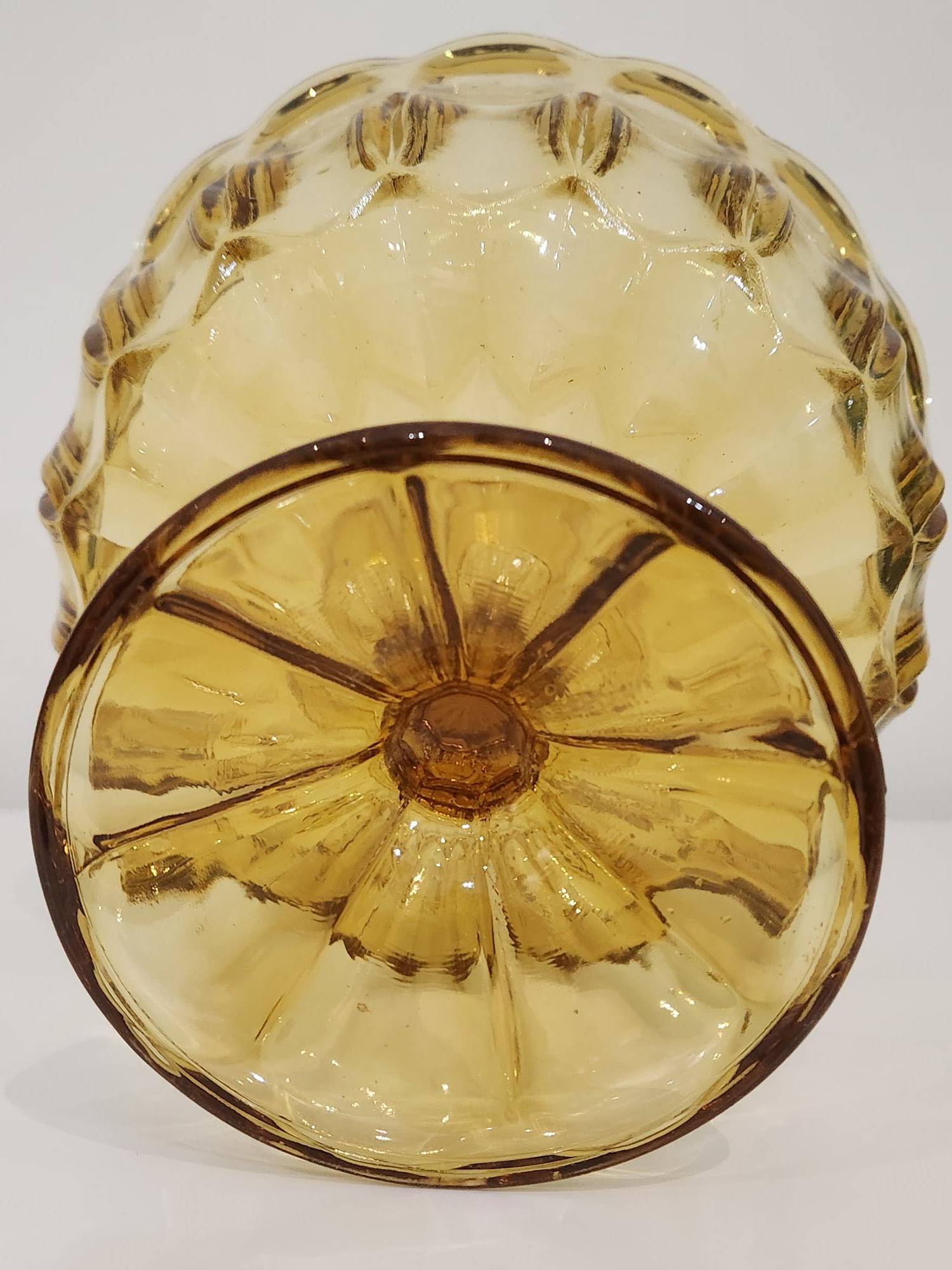 Vintage Anchor Hocking Fairfield Amber Glass Footed Fruit Bowl - photo 3