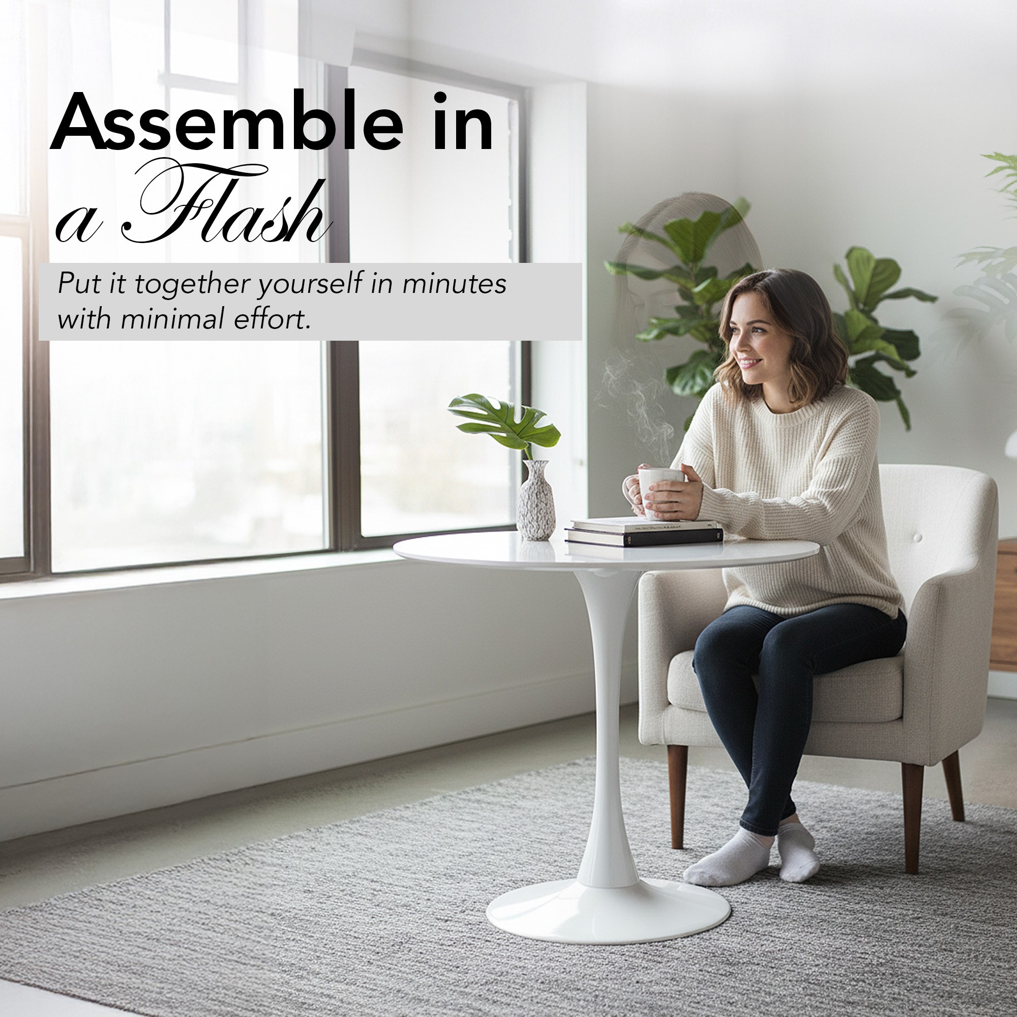 New Round Tulip Dining Table - Marina 100CM Clearance