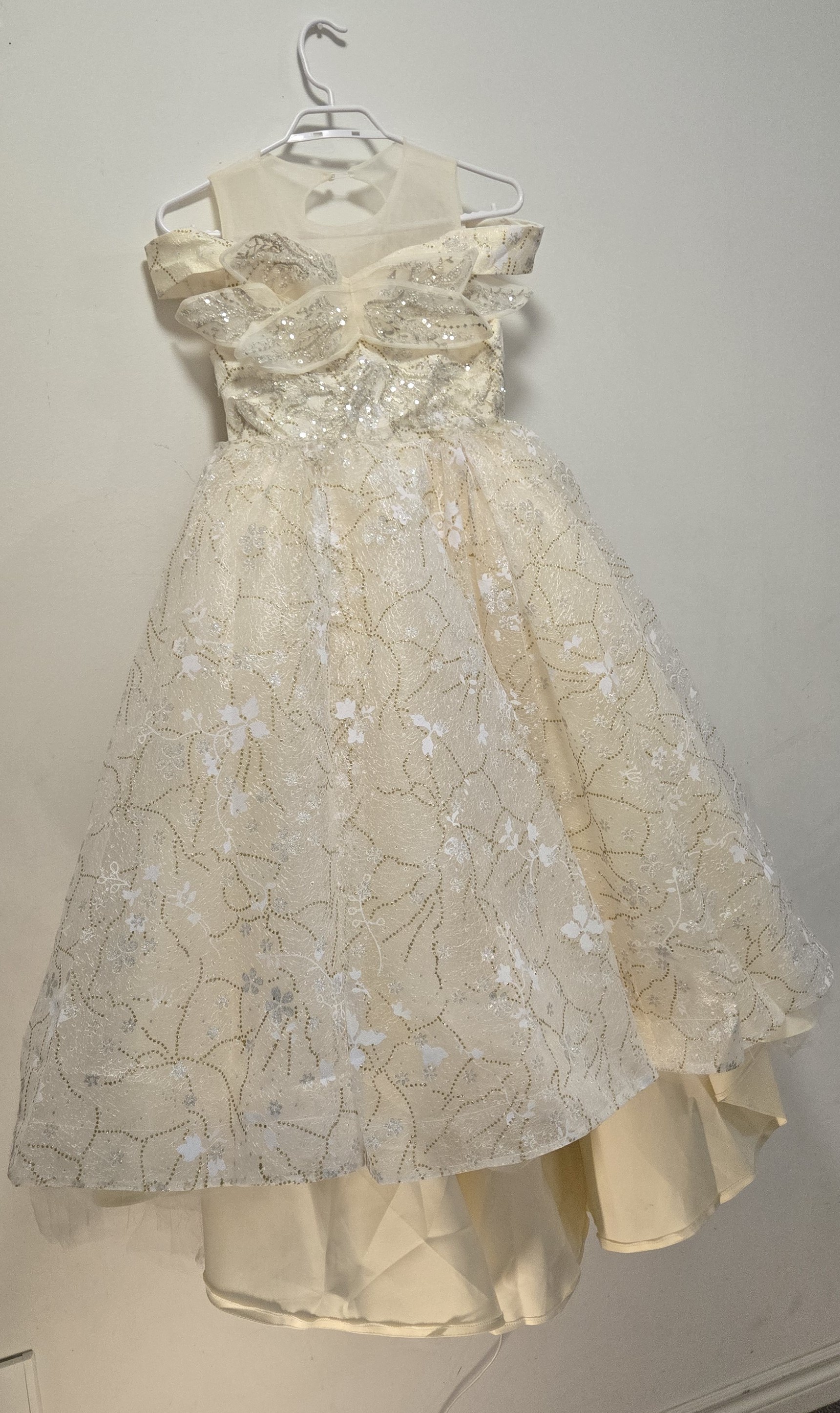 Cream Off-the-Shoulder Ball Gown with Sequin:88016s - photo 4
