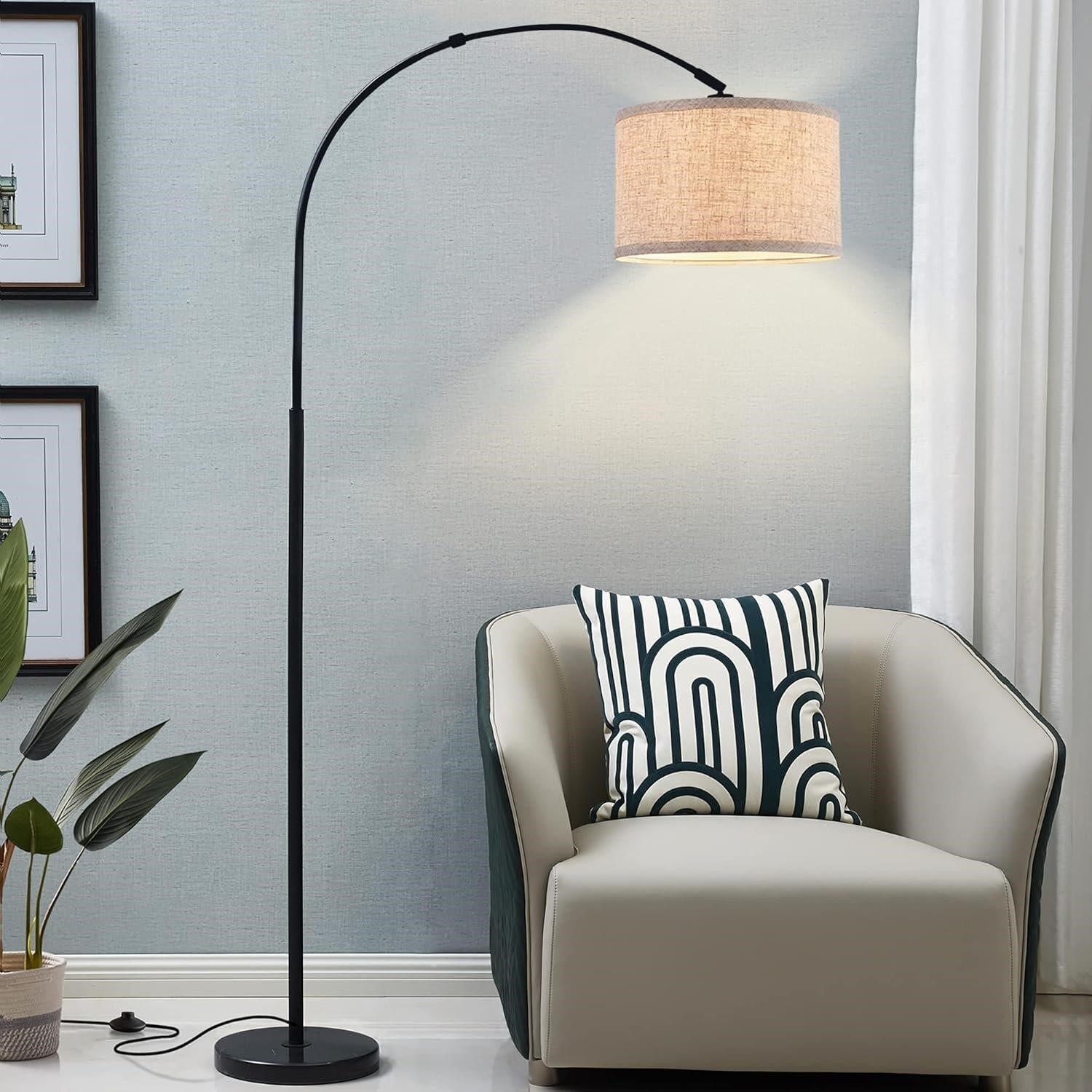 BRAND NEW Arc Floor Lamp with Linen Lampshade