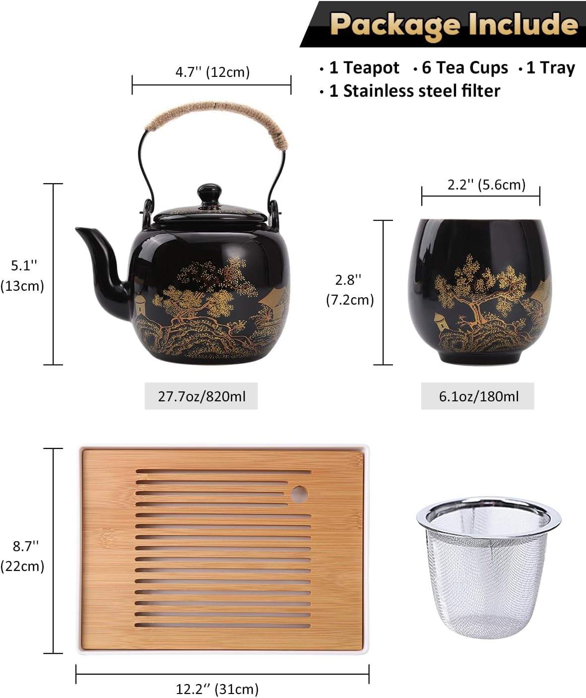 Japanese Tea Set, Black Porcelain Tea Set - photo 4