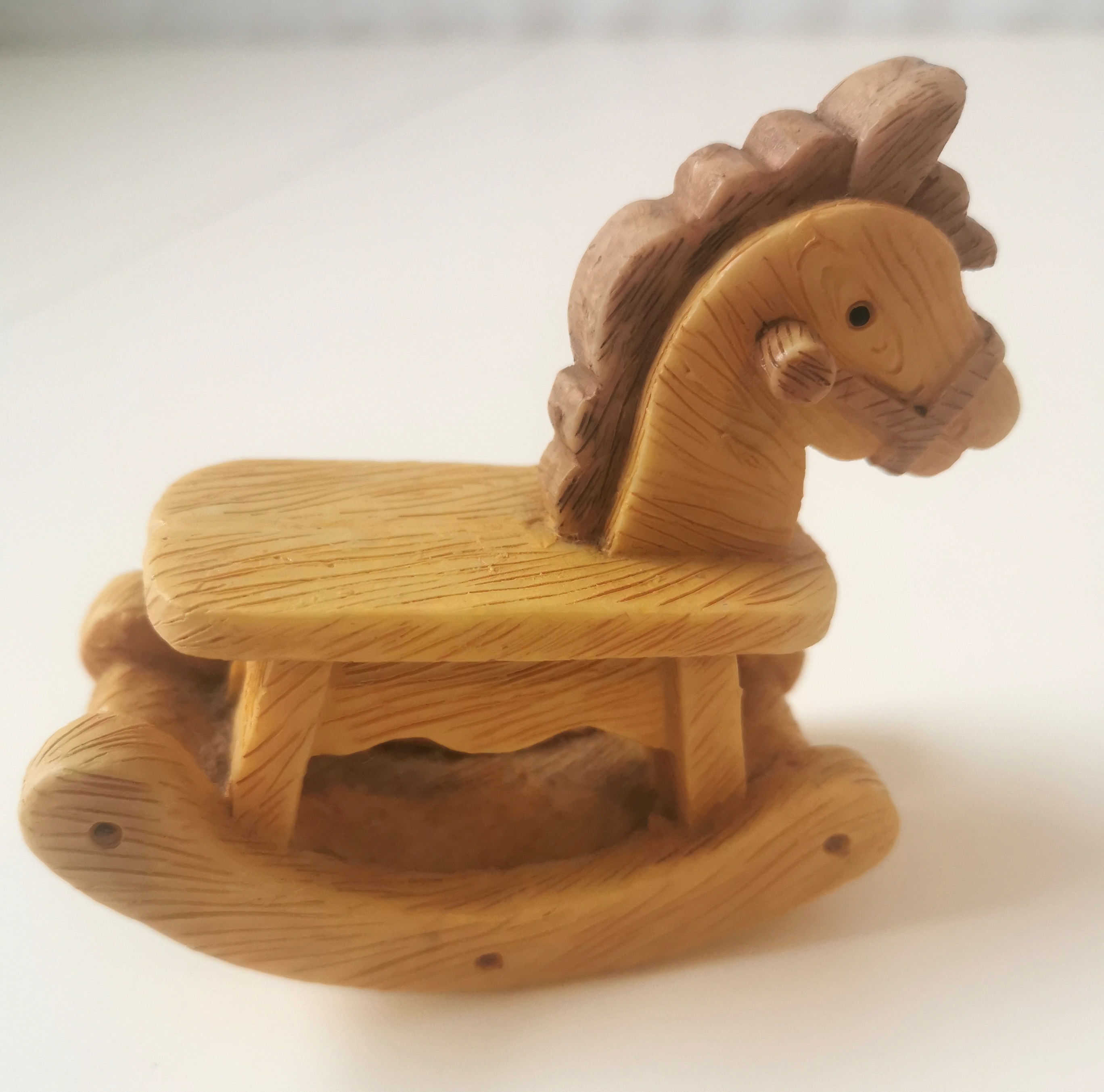 1980s Miniature Rocking Horse Figurine Faux Wood Grain - photo 3