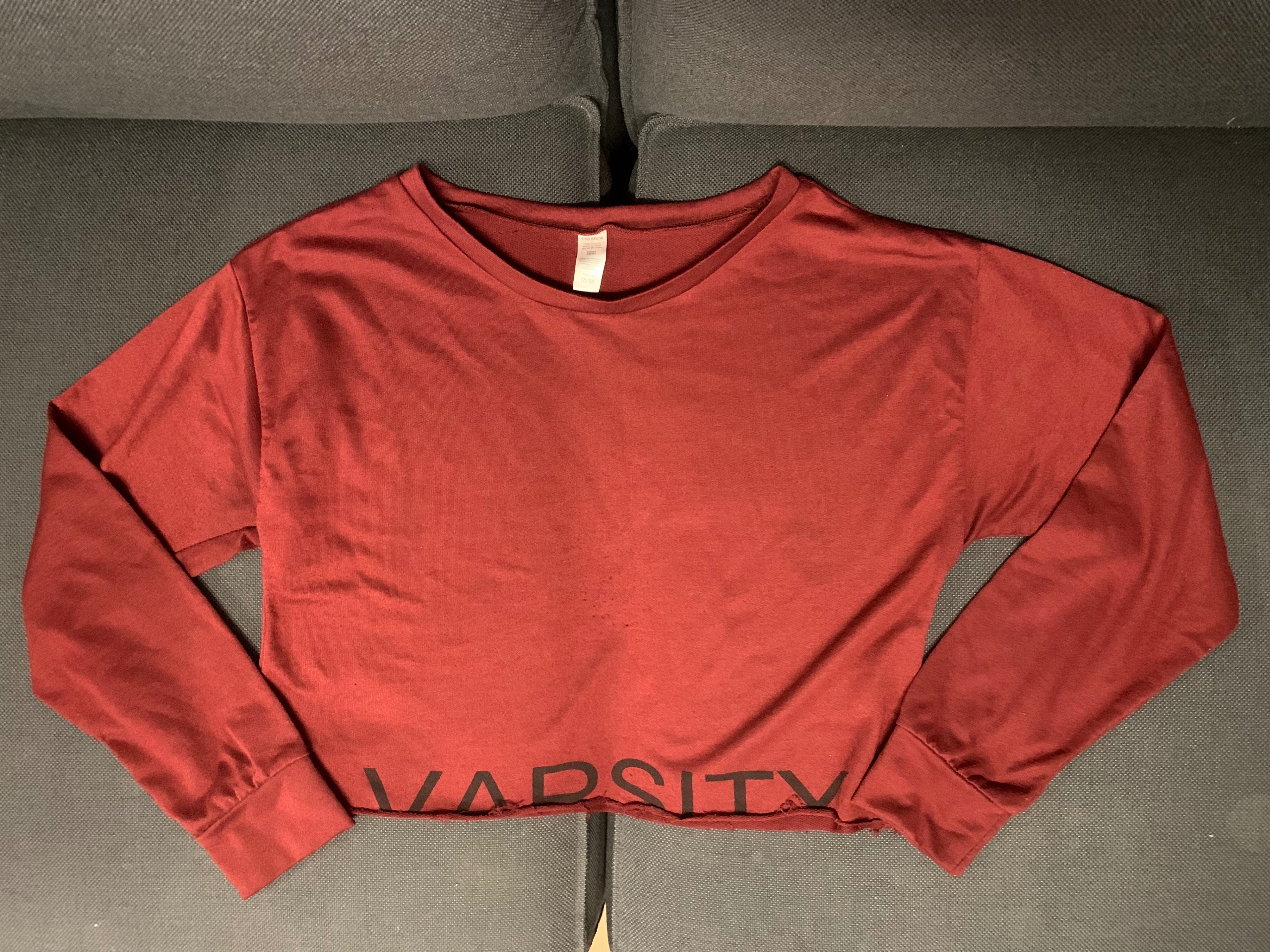 Burgundy Crop Long-Sleeve Sweatshirt