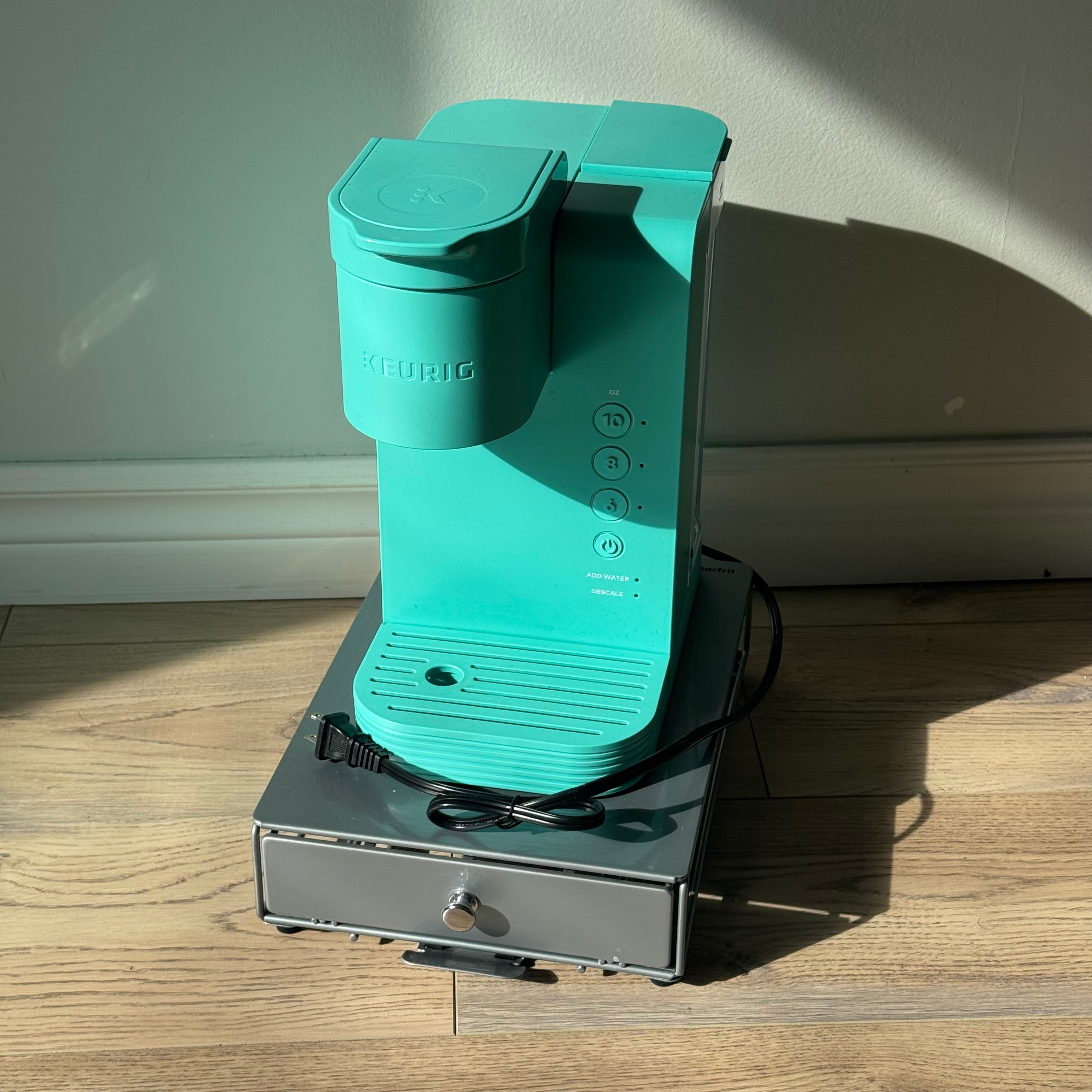 Keurig K-Cup Coffee Maker + Pod Storage Drawer — Teal/Aqua