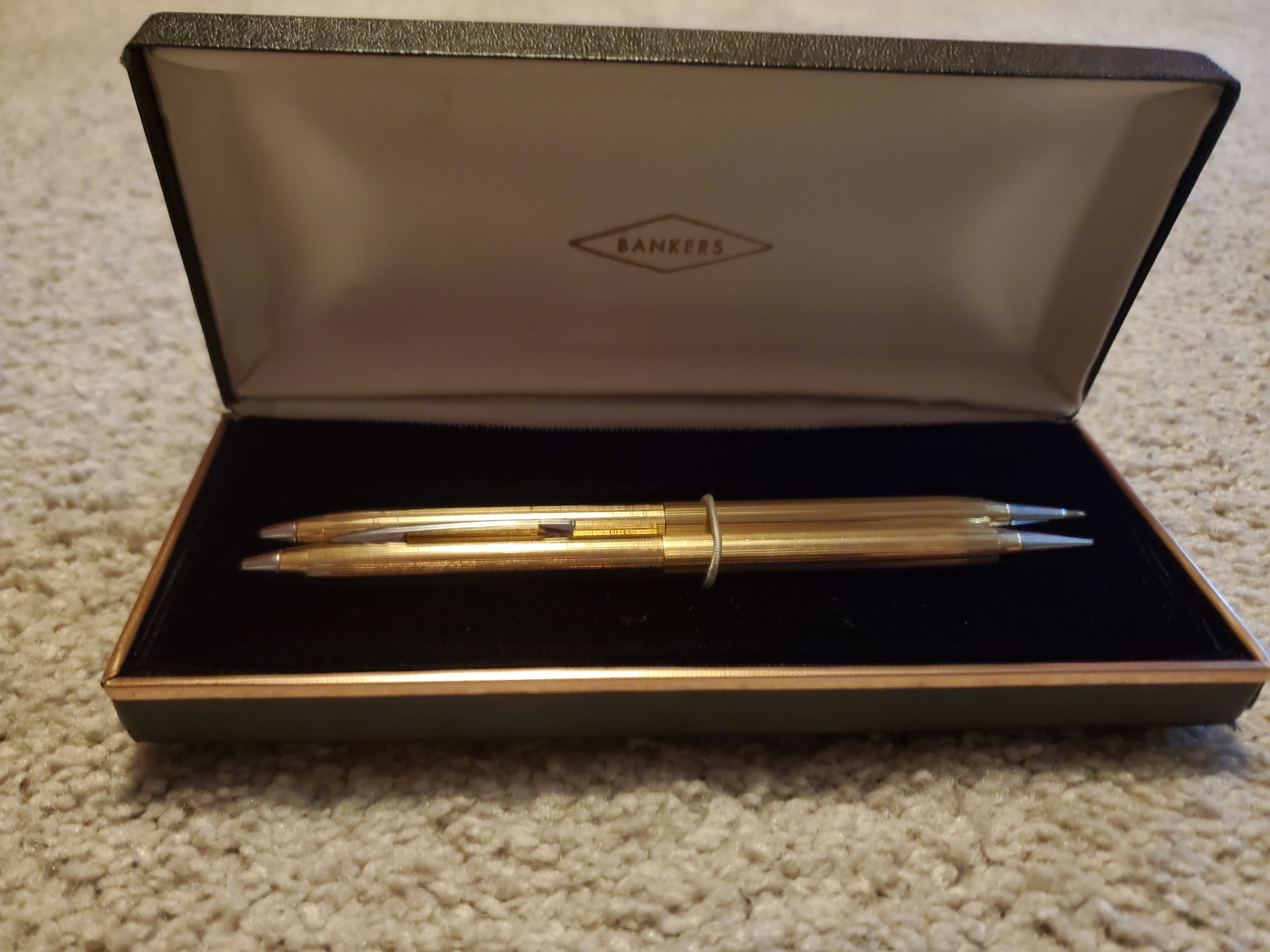 Vintage 1980s Bankers Slimline Stainless Steel Pen & Pencil Set