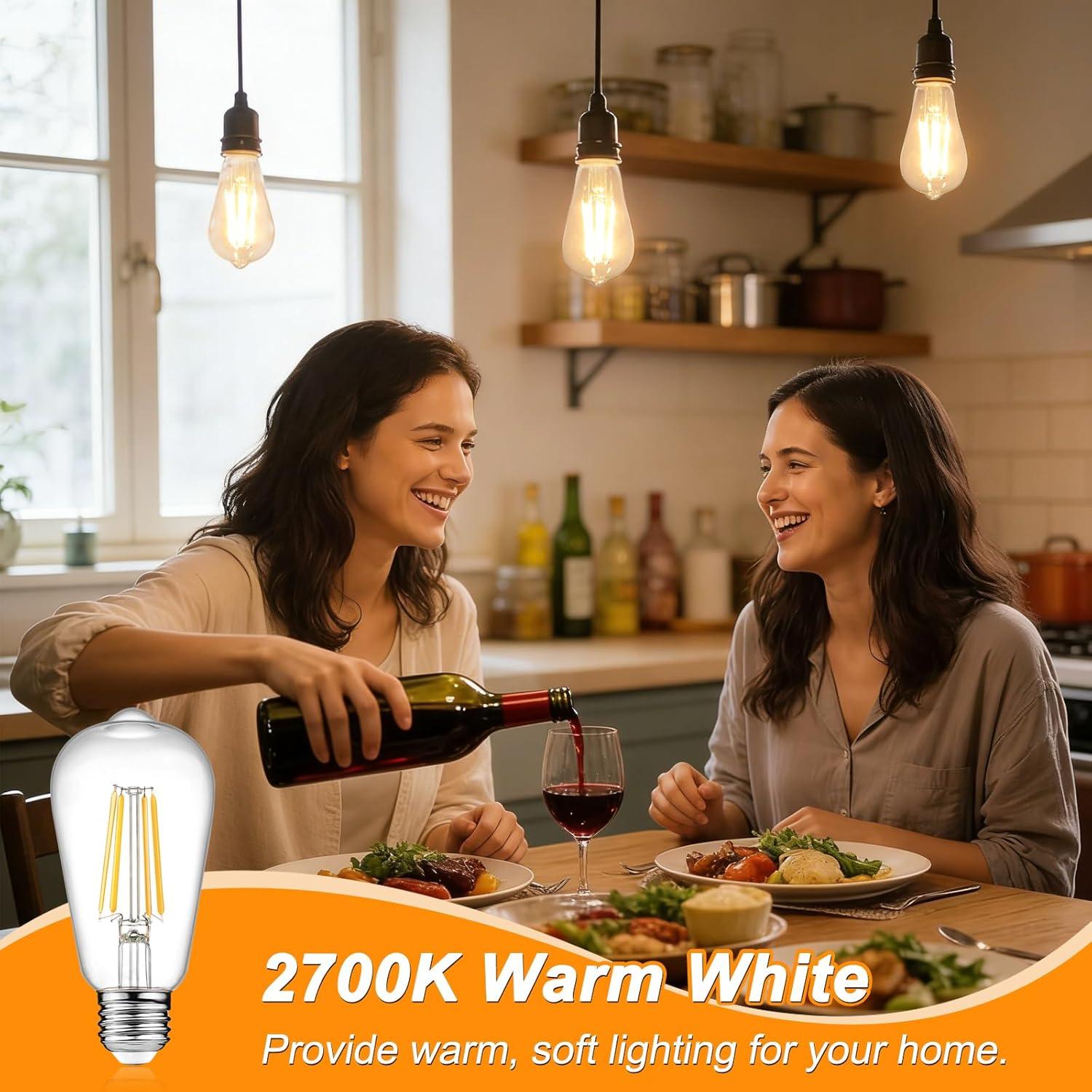Vintage LED Edison Bulbs 6W Incandescent, Warm White 2700K - photo 4