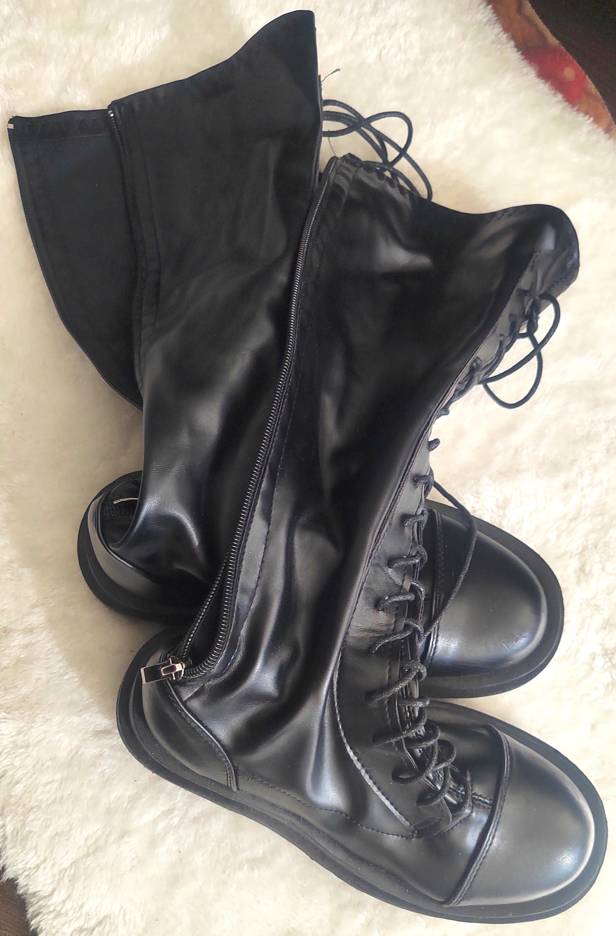 Black Knee-High Combat Boots - photo 3