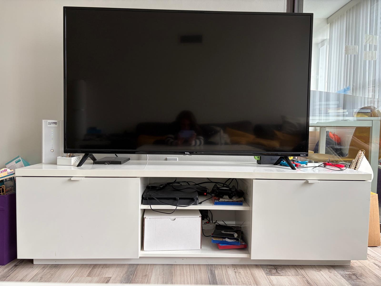 White TV Stand with Storage
