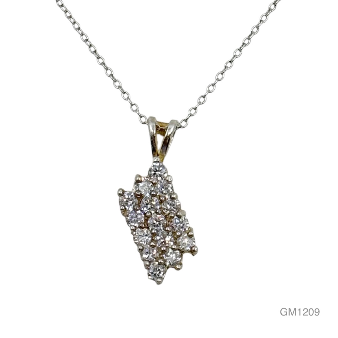 Sterling silver cubic zirconia cluster pendant - GM1209