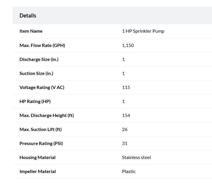 1 HP Sprinkler Pump - photo 3