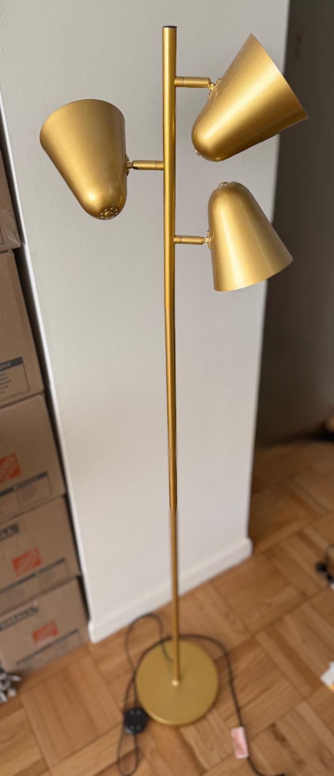 MOVING SALE - Gold Floor Lamp with 3 Heads
