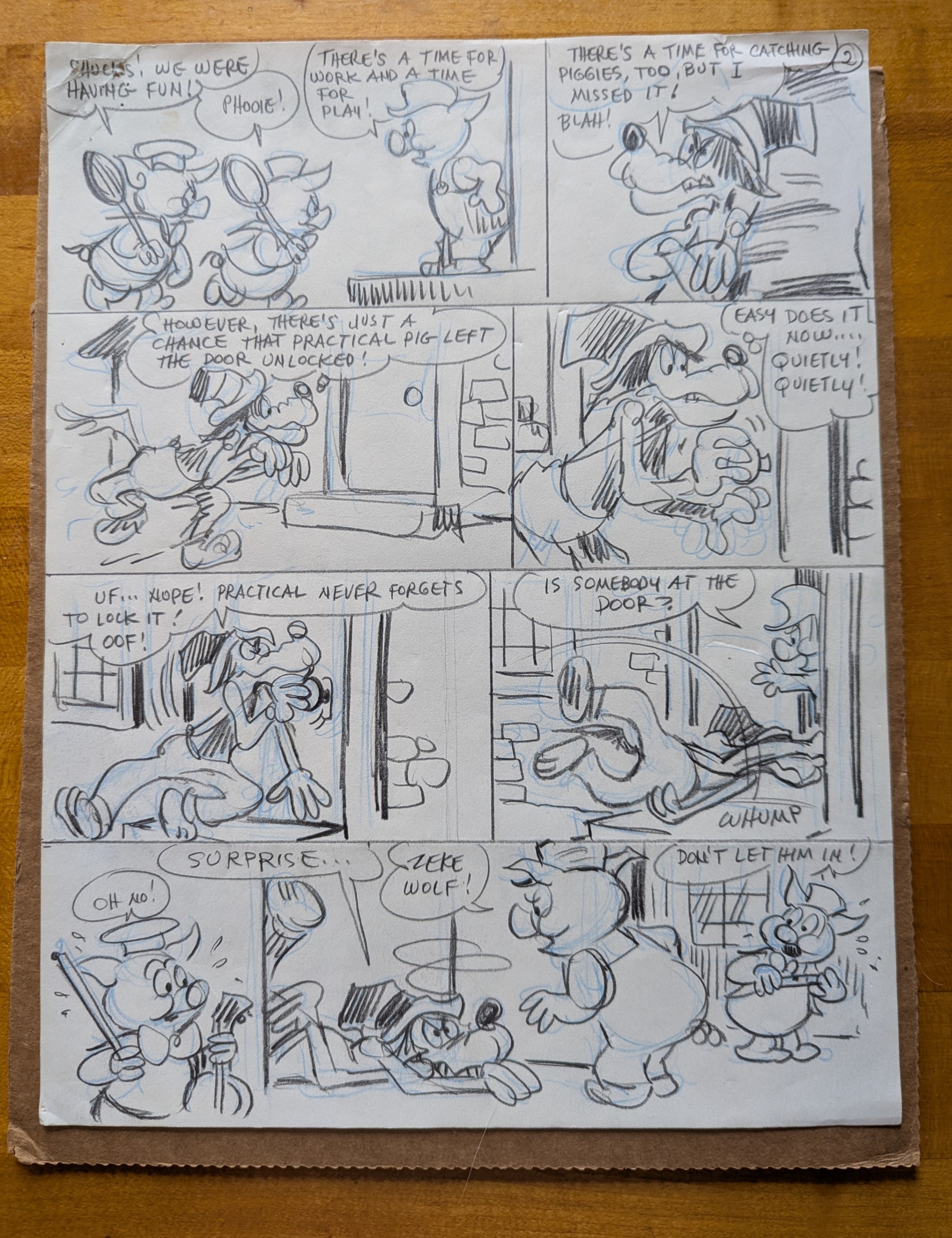 Original Preliminary Disney Comic Pencil Drawing