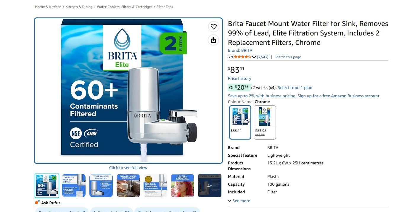 Brita Elite Faucet Mount Water Filter