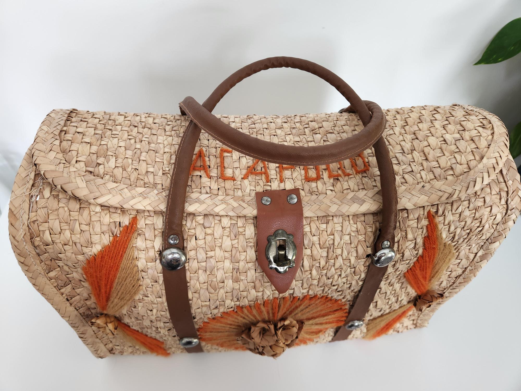 Vintage Hand Woven Straw Beach Tote / Market Bag / MCM Purse - photo 5