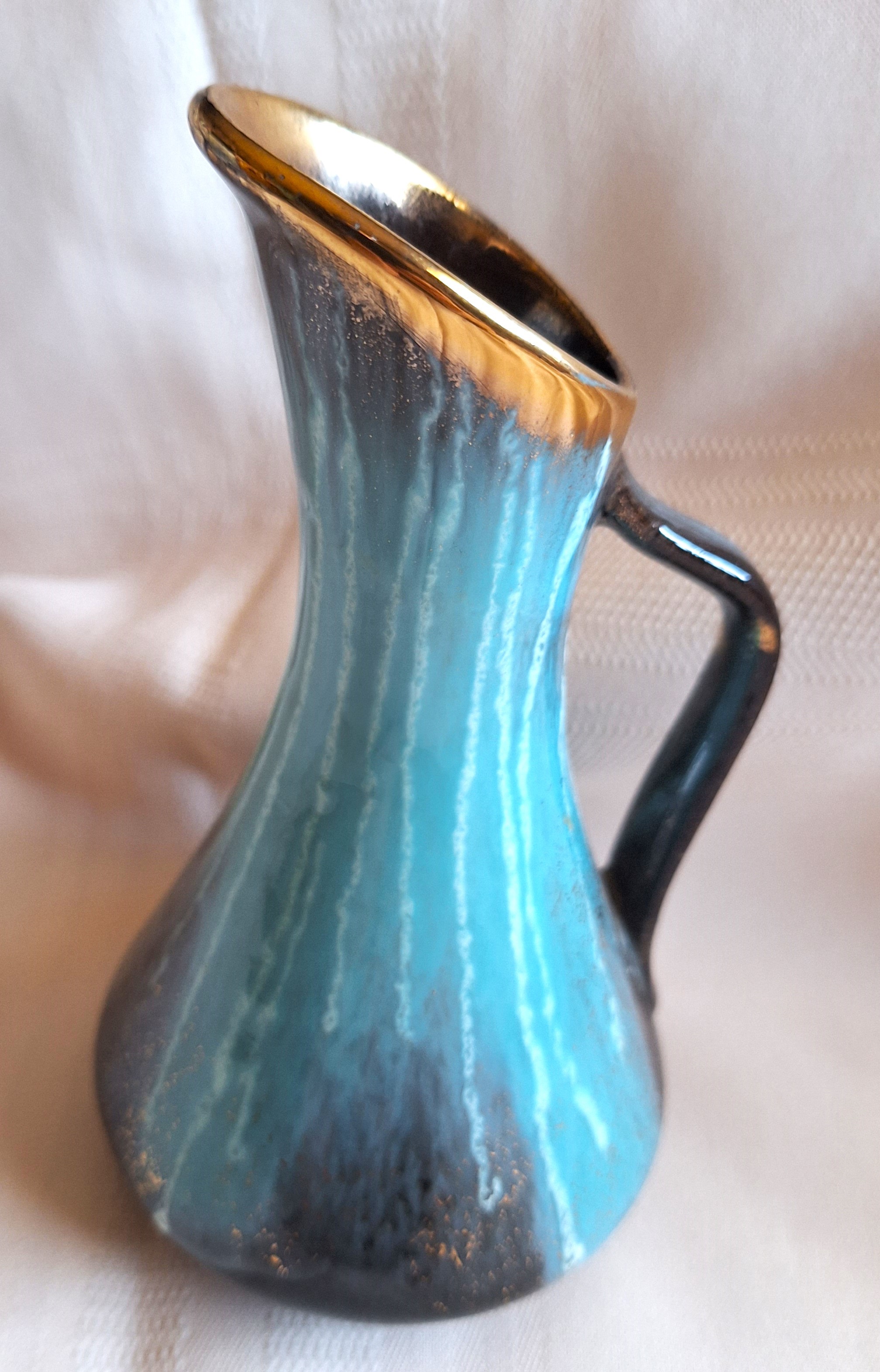 Vintage German Jug 537 Blue with Gold Trim Excellent Condition