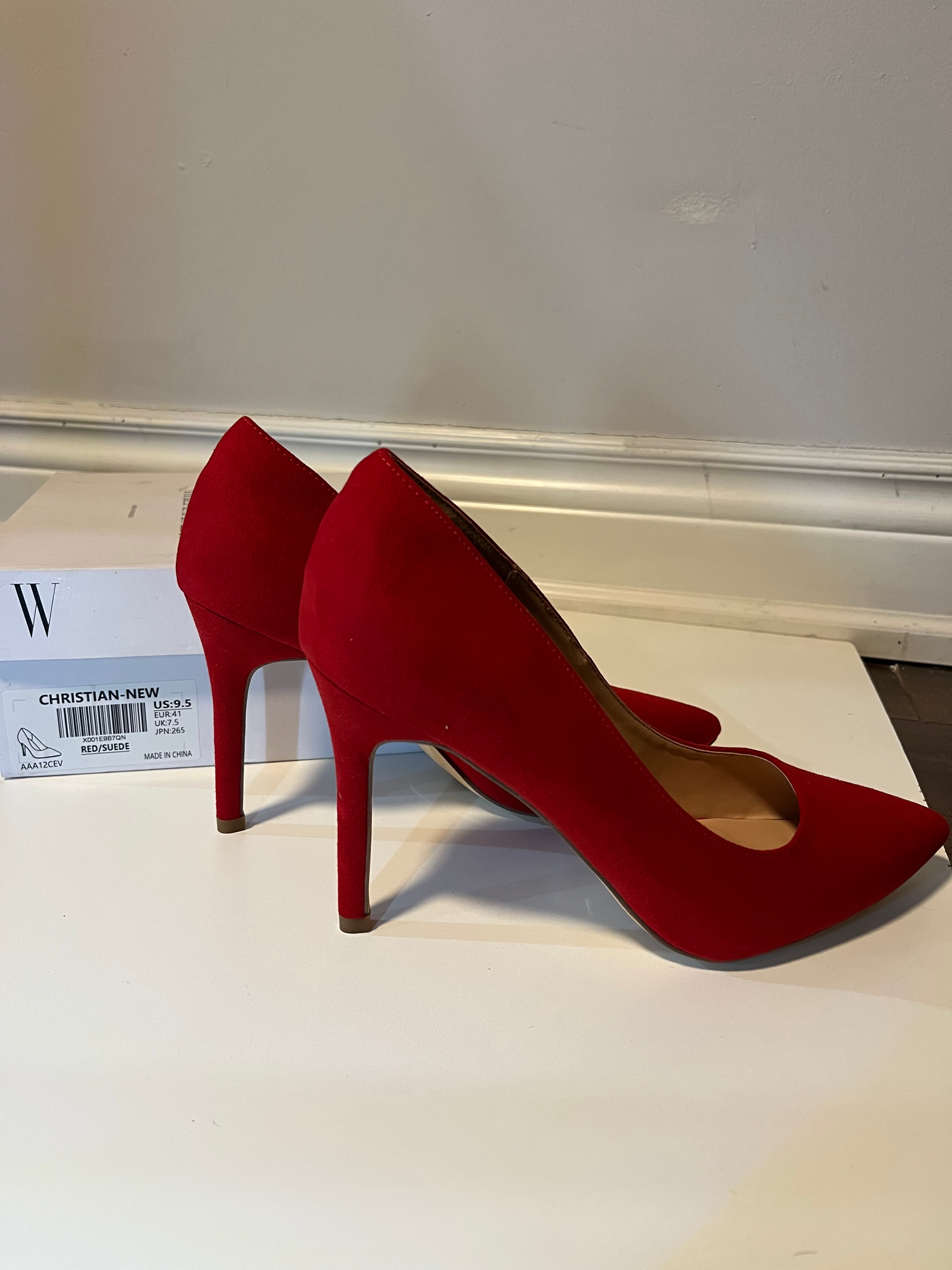 DREAM PAIRS Red Suede Pointed-Toe Stiletto Heels Size 9.5 - photo 2