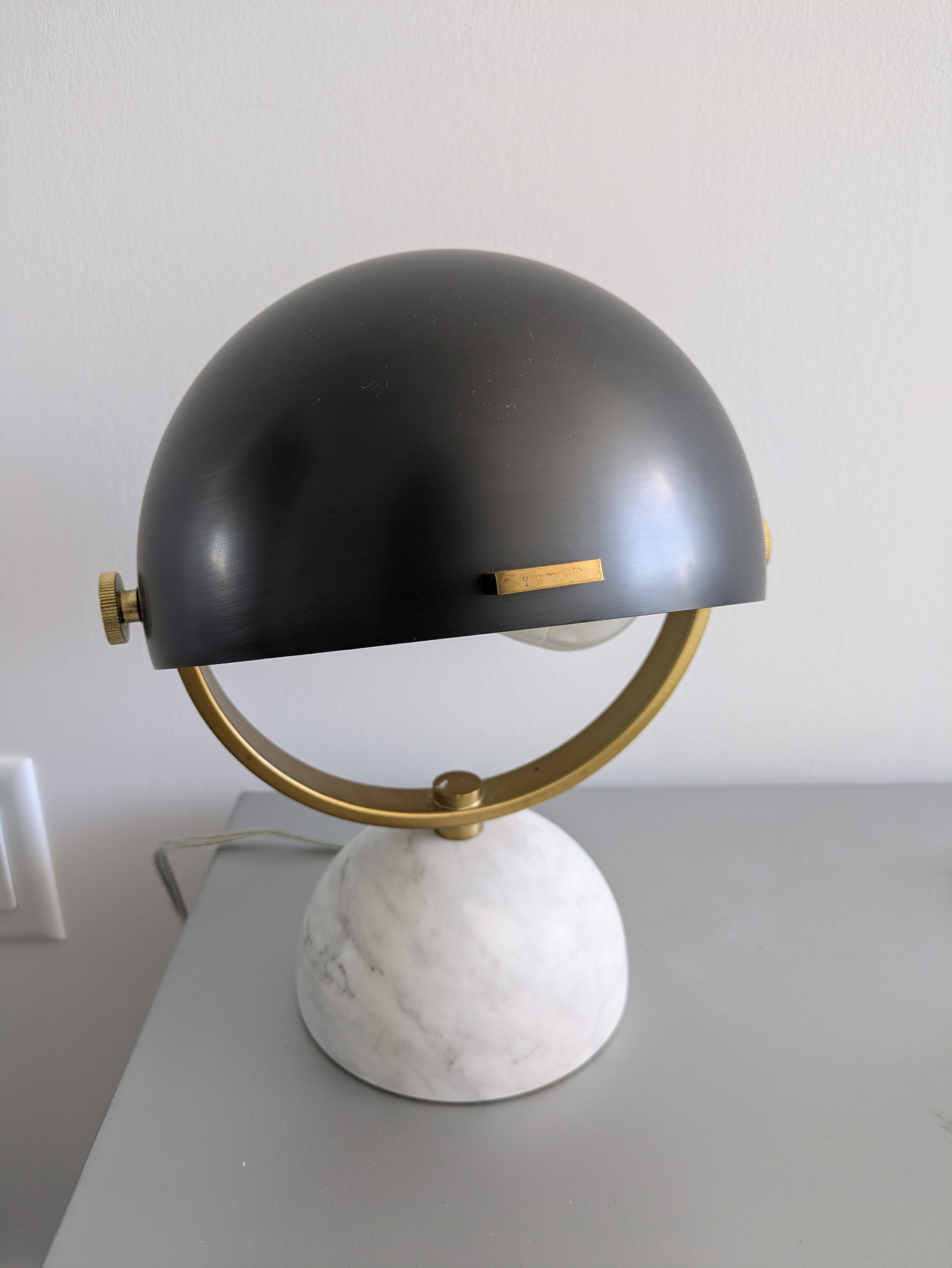West Elm Black & Brass Marble Table Lamp / Desk Lamp