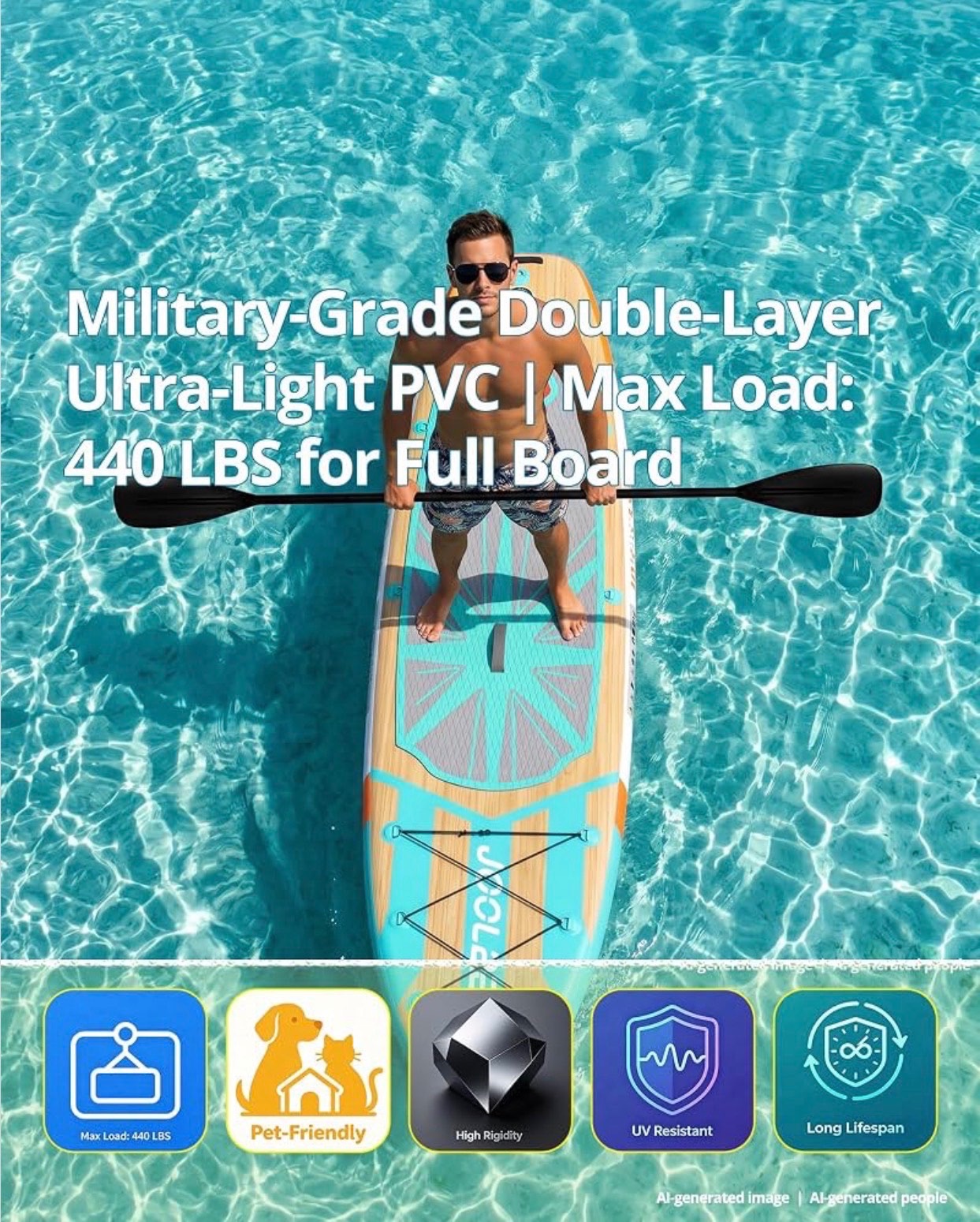 Inflatable Paddle Board w/ Seat 32"x10'6" Carry/Cooler bag pump - photo 5