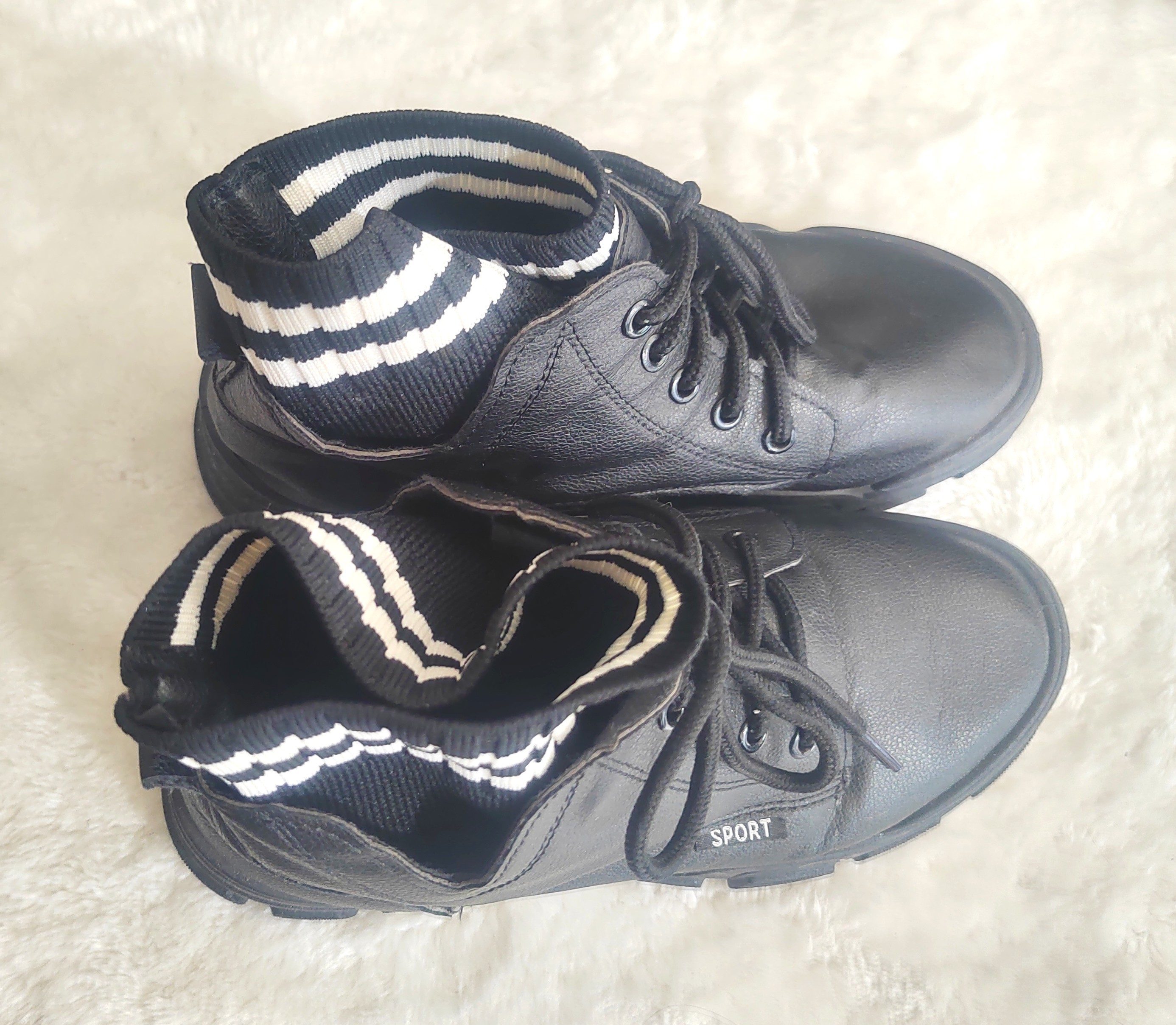 Black Sport Boots with Striped Socks - photo 2