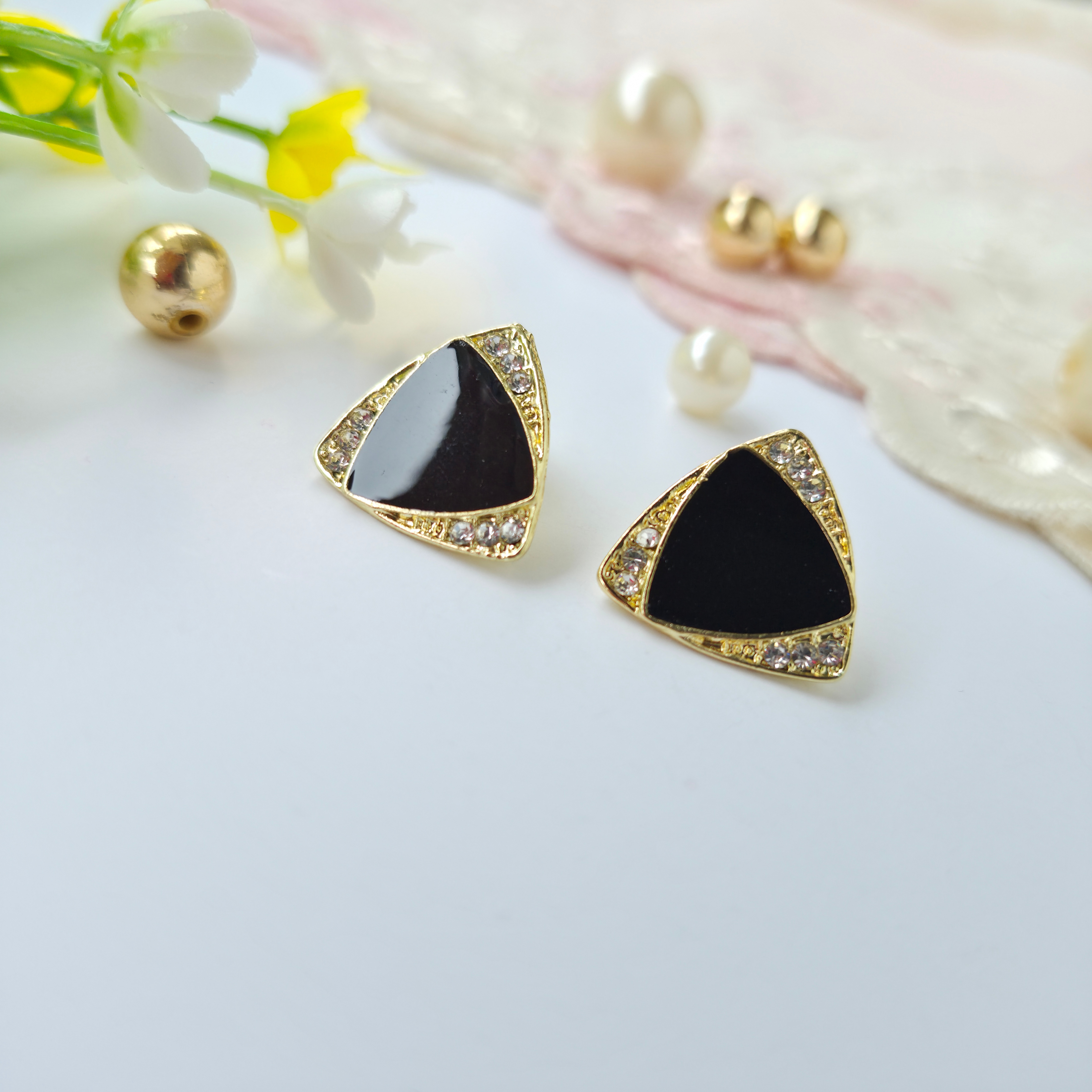 ✨ Black Triangle Stud Earrings  by Rabloo Accessories