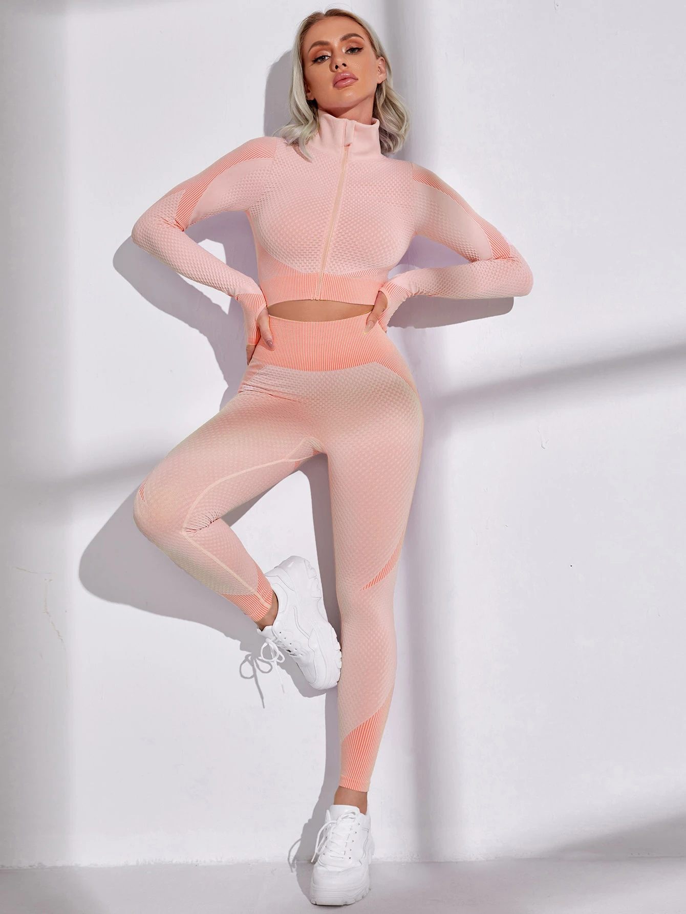 Sports Zipper Front Crop Jacket & Leggings - photo 5