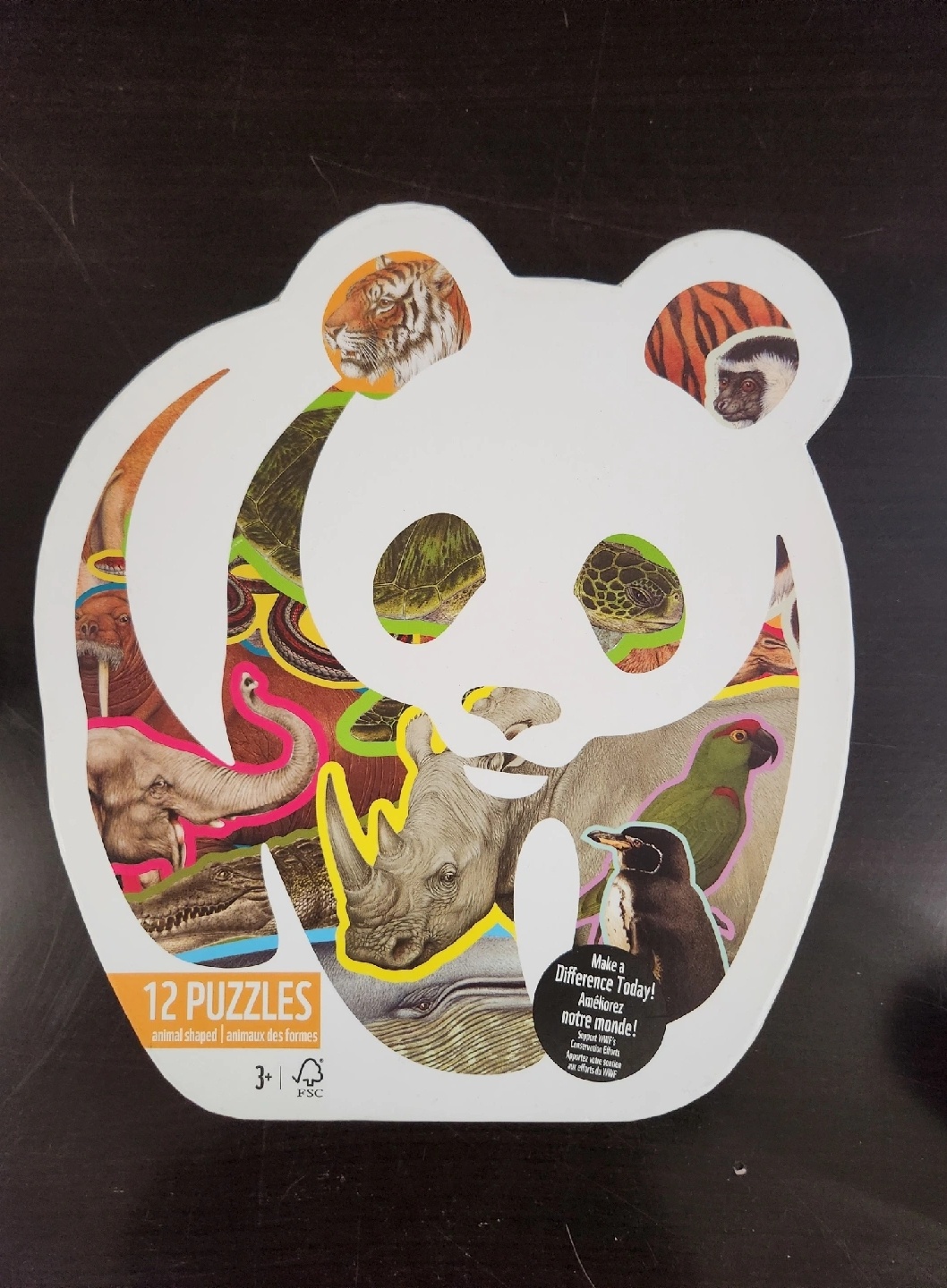 WWF Animal Shaped 12 Puzzles - Ages 3+