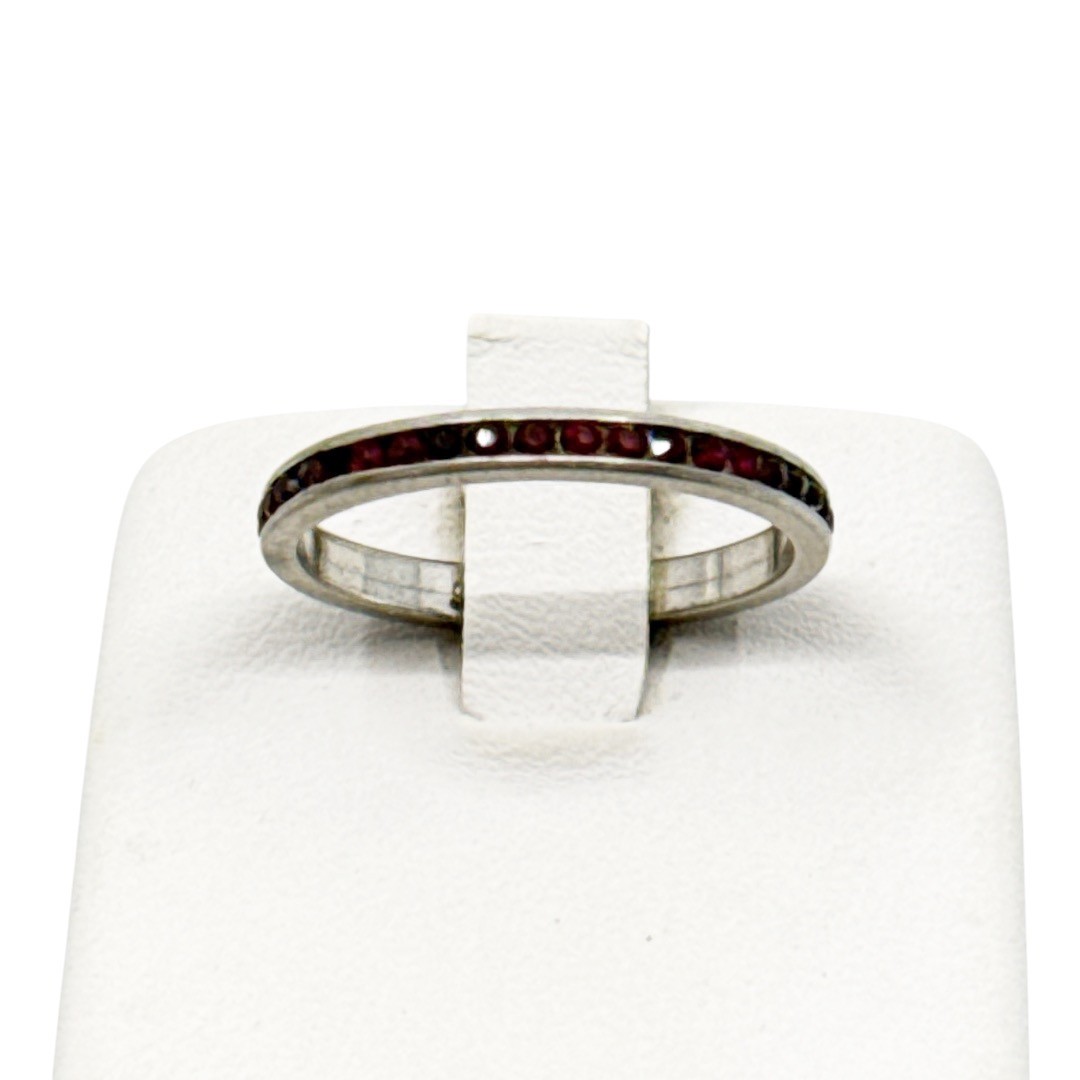 vintage sterling silver ruby rhinestone band ring - GM313 - photo 2