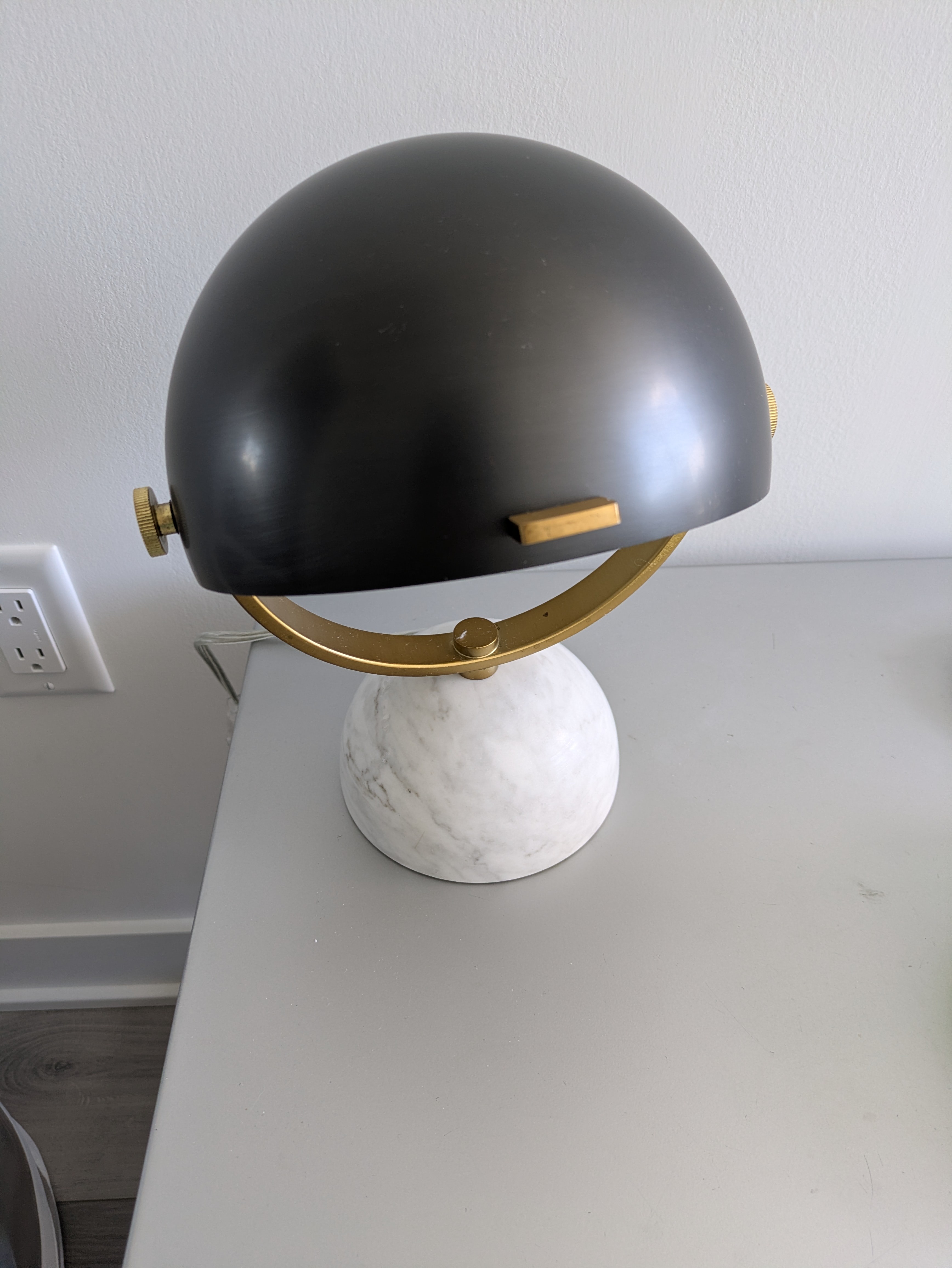 West Elm Black & Brass Marble Table Lamp / Desk Lamp - photo 2