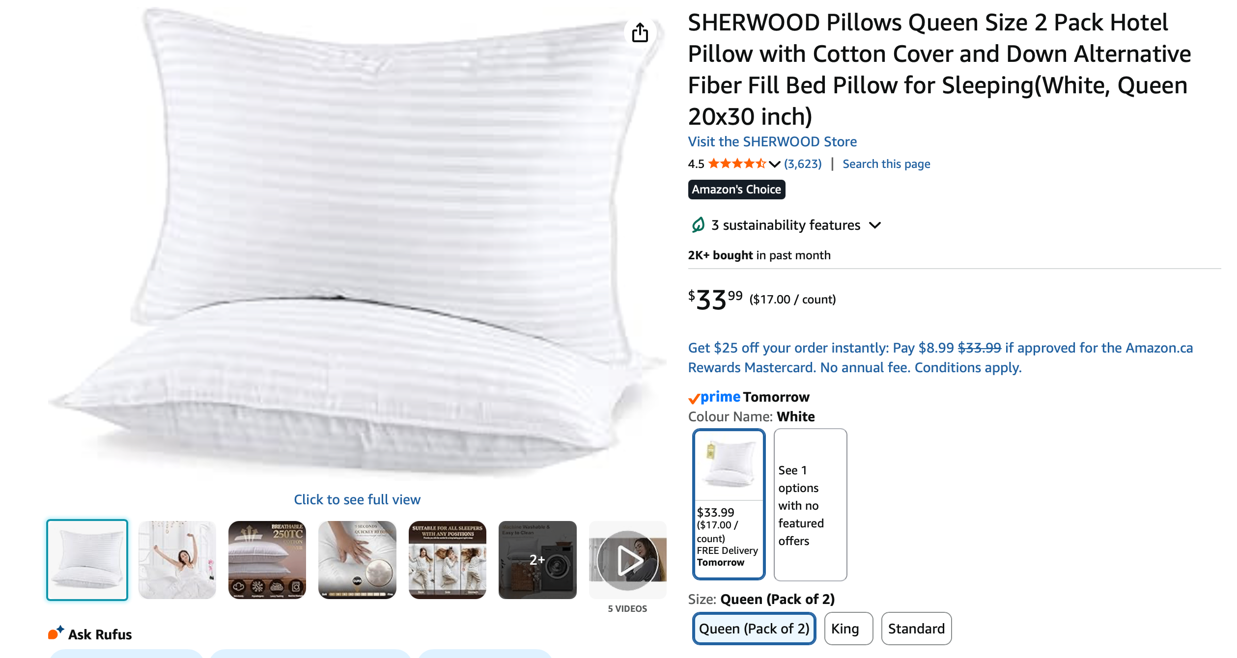 Queen size pillows 2 pack - photo 3