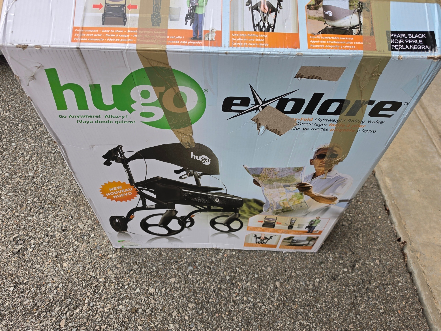 Hugo 700-977 Foldable Rollator Walker with Seat, Pearl Black