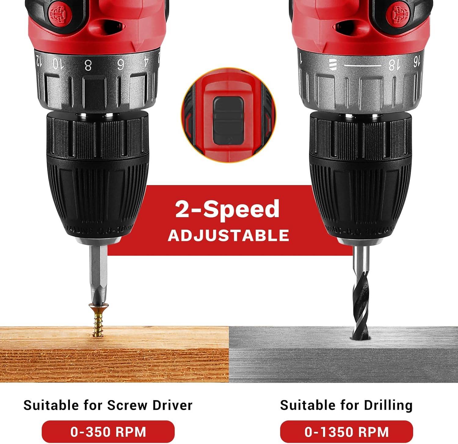 DEKOPRO 20V Cordless Drill Driver Kit - Electric Power Drill - photo 2