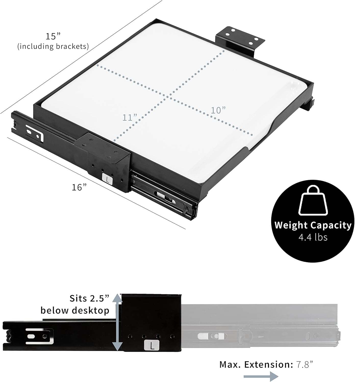 New VIVO Under Desk Sliding 28cm Pull-Out Whiteboard Drawer - photo 4