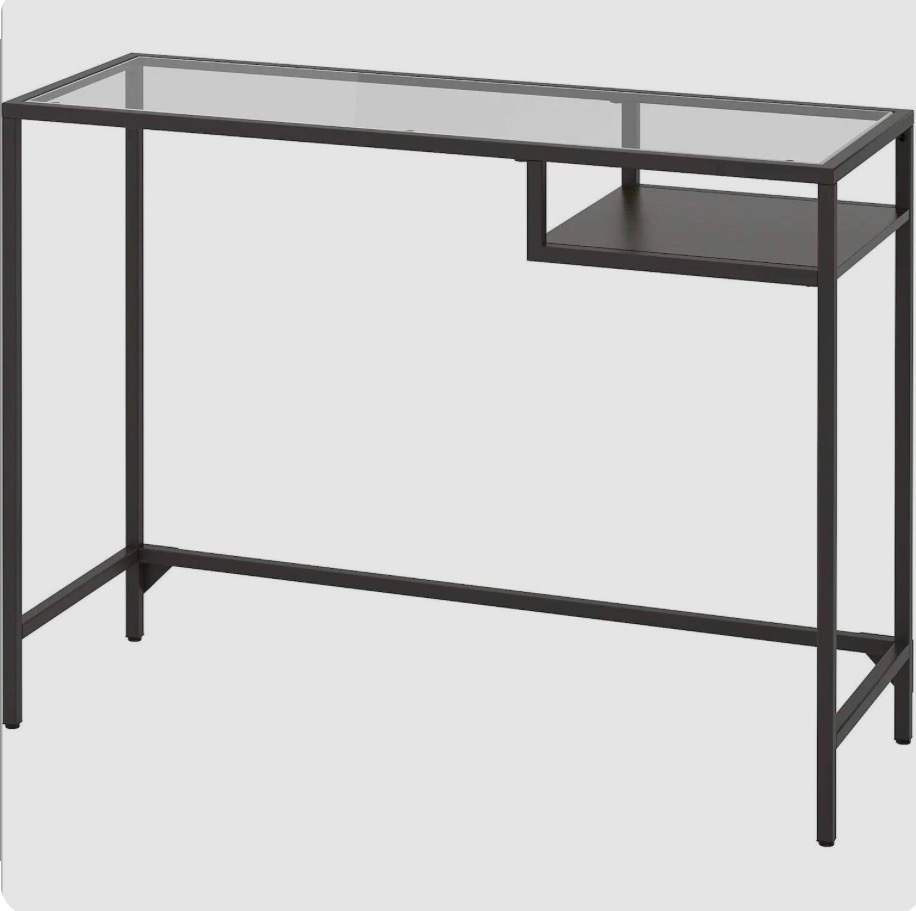Modern Black Metal and Glass Desk